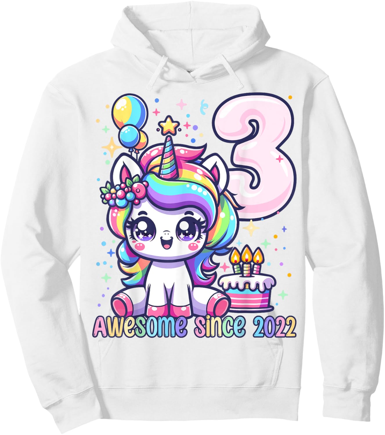 Unicorn 3rd Birthday 3 Year Old Unicorn Party Girls Outfit Hoodie - Hoodie | White