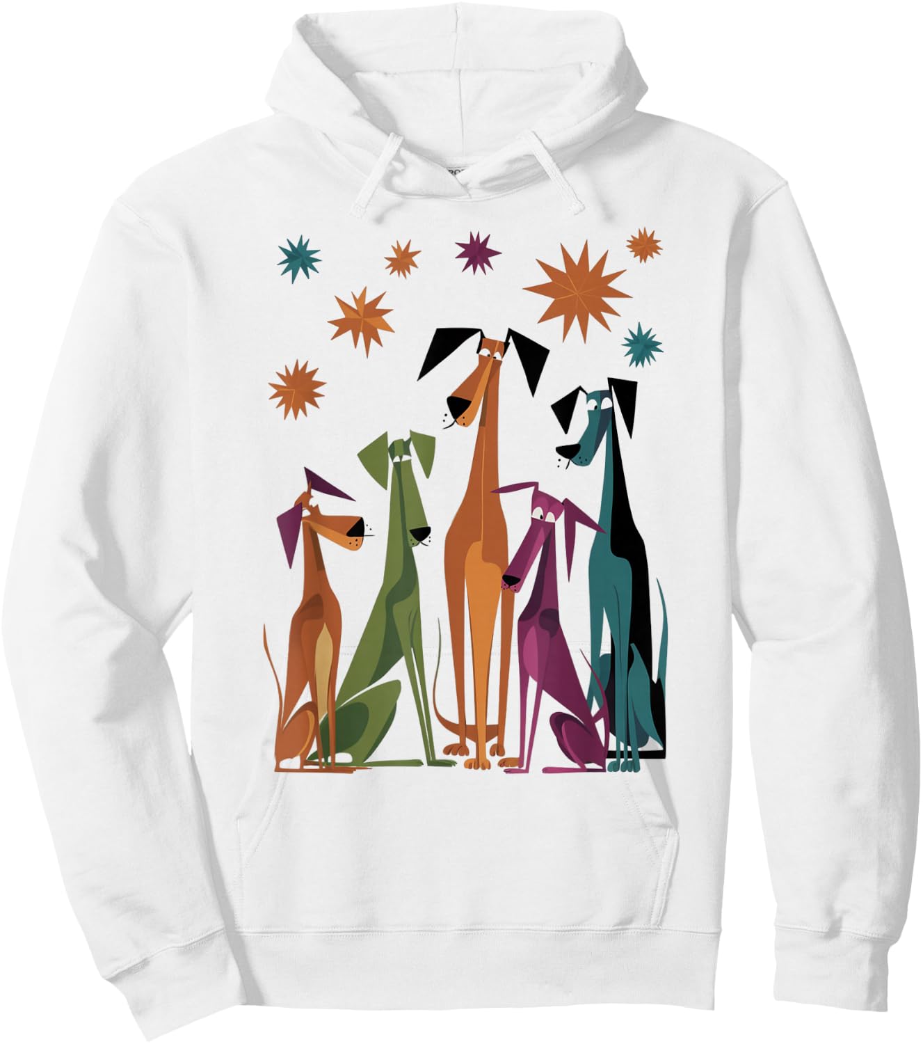 Vintage Retro Mid-Century Long Neck Dogs 50s 60s Style Hoodie - Hoodie | White