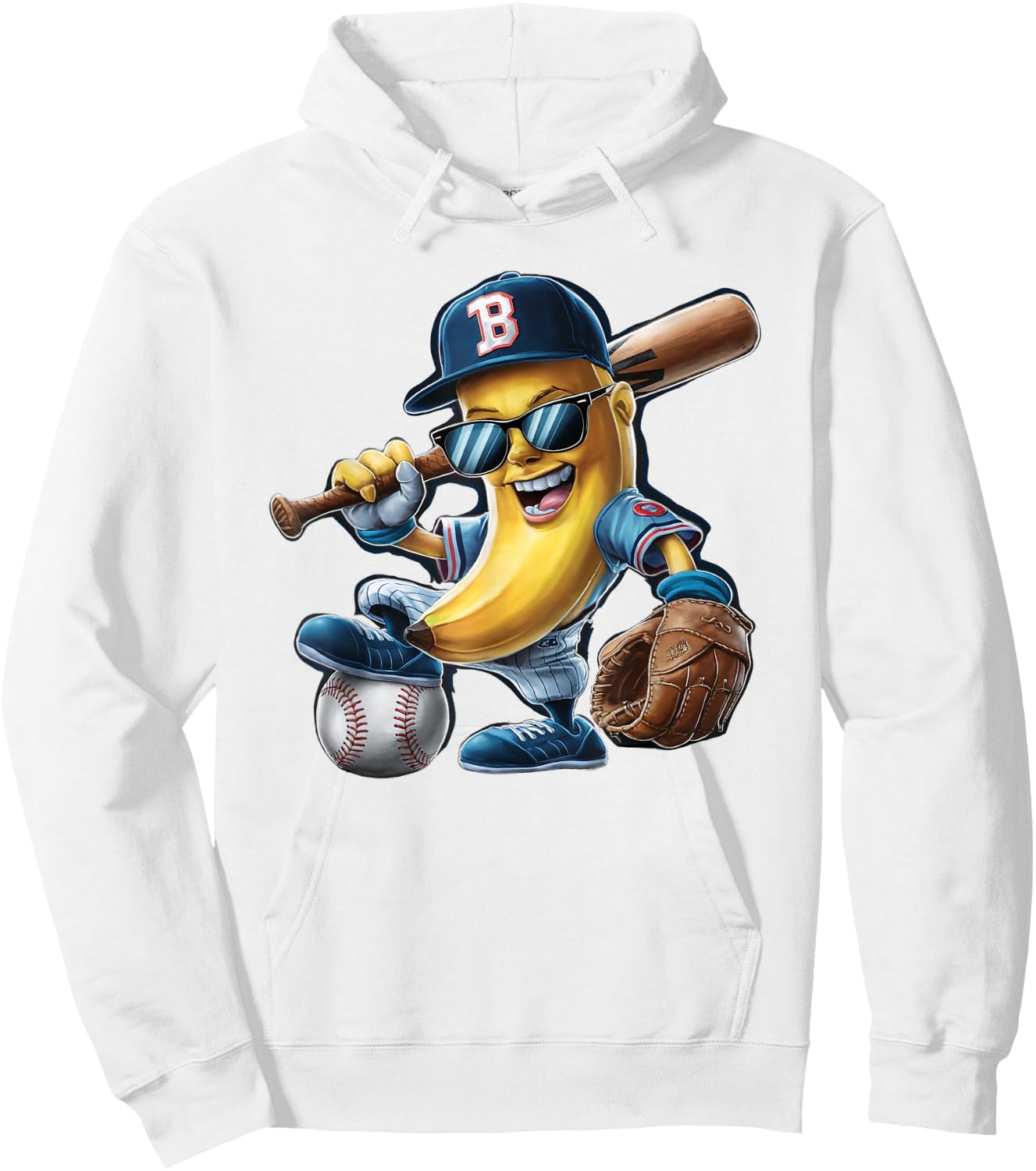 Funny Lets Go Bananas Banana Playing Baseball Player Hoodie - Hoodie | White