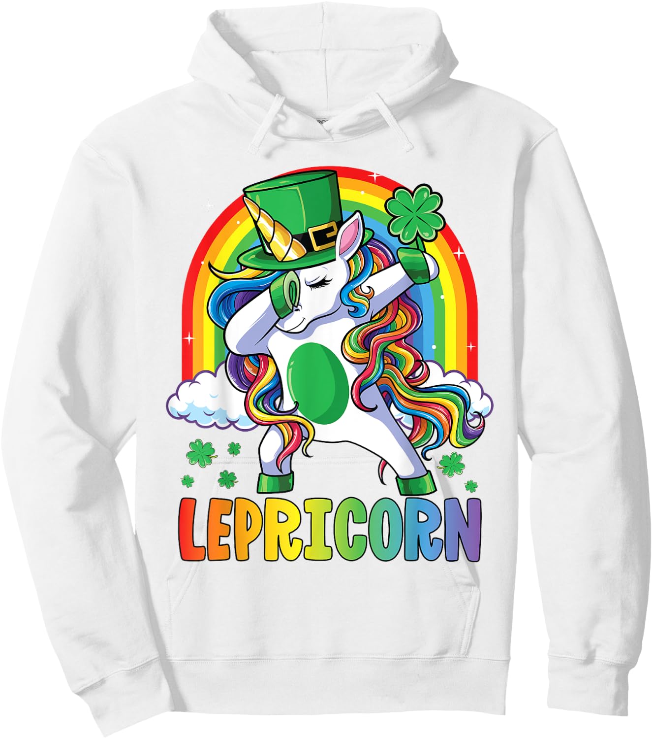 St Patricks Day Shirt Girls Dab Unicorn Leprechaun Lepricorn Hoodie - Hoodie | White