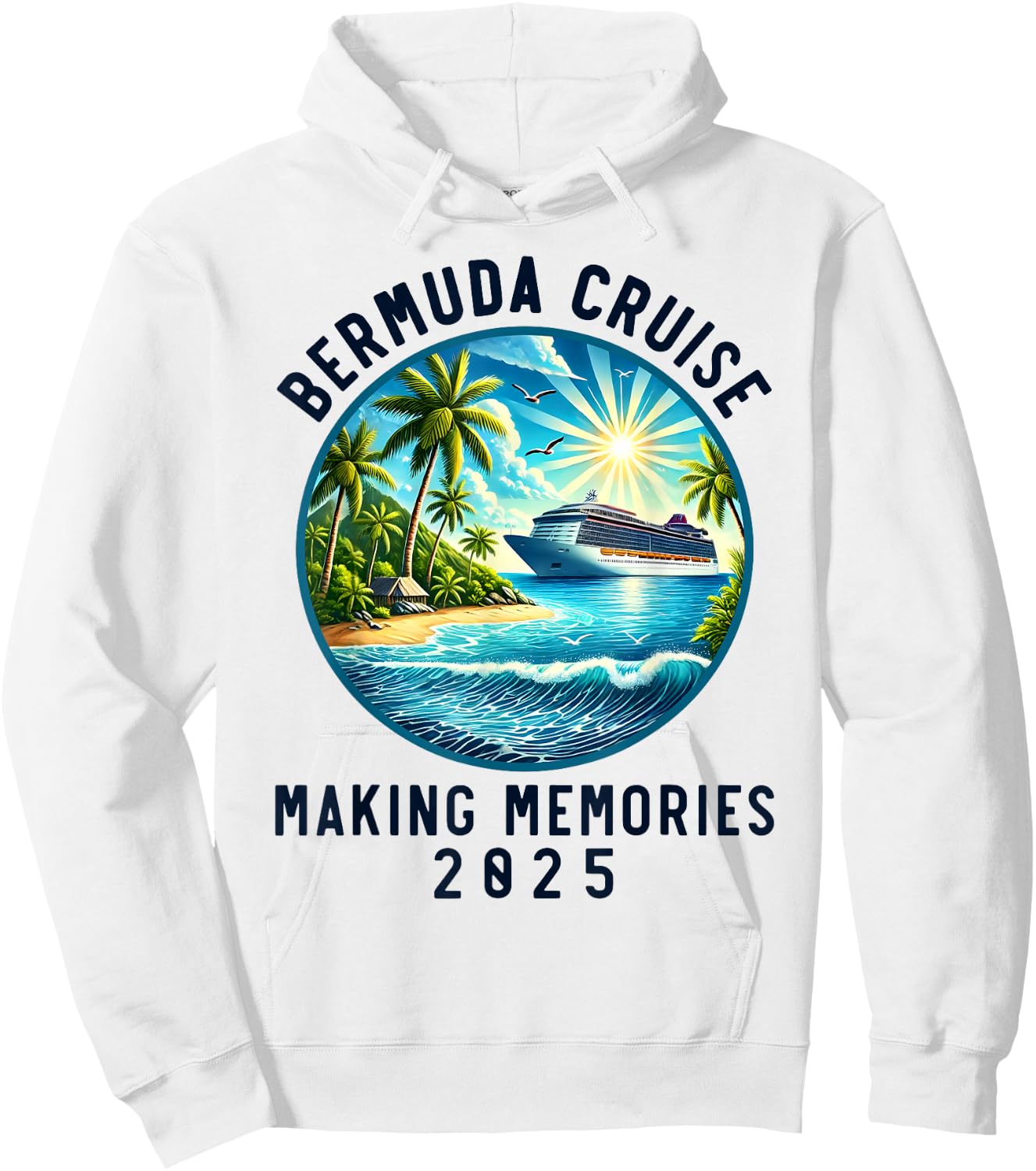 Matching Family Friends Group Bermuda Cruise 2025, Souvenir Hoodie - Hoodie | White