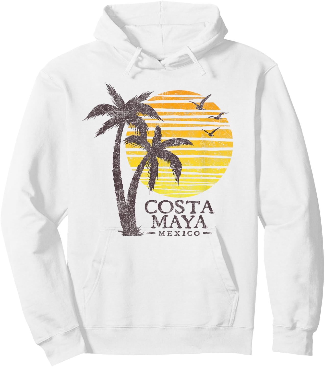 Vintage Costa Maya Mexico Beach Sunset Souvenir Hoodie - Hoodie | White