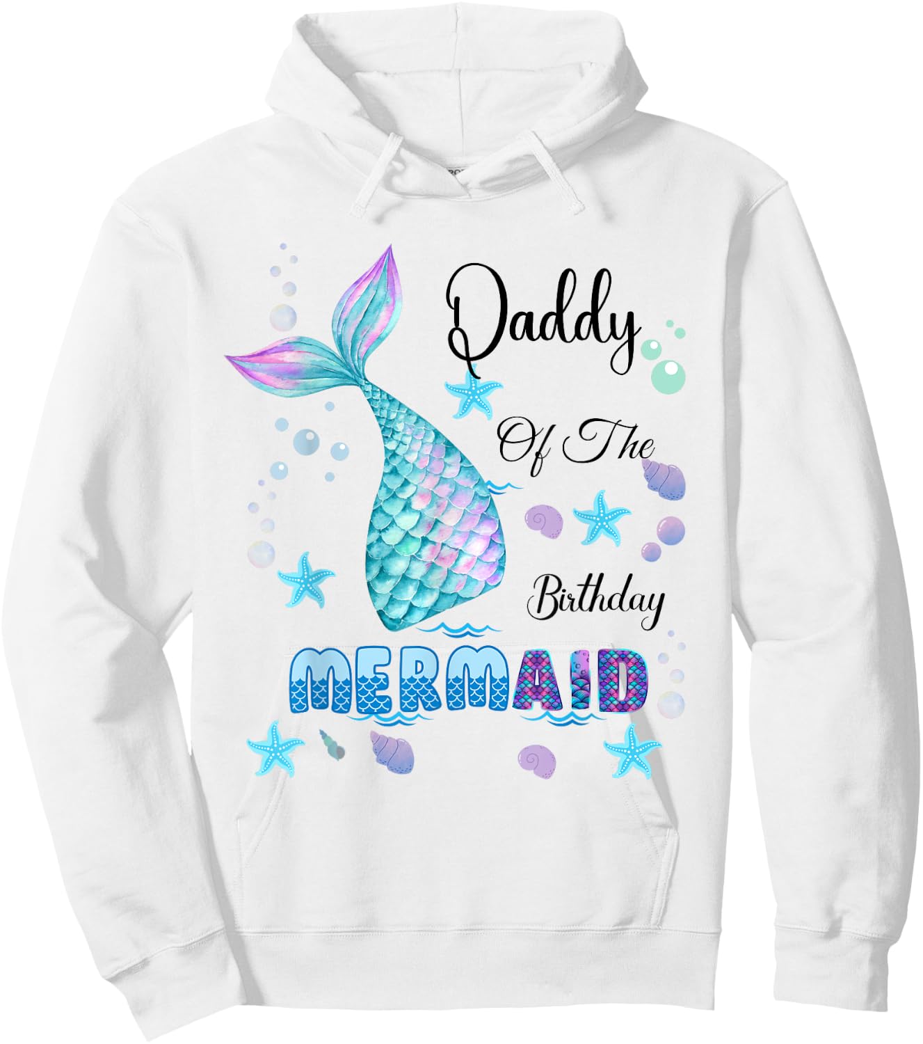 Daddy Of The Birthday Mermaid Bday Party Mermaid Kids Hoodie - Hoodie | White