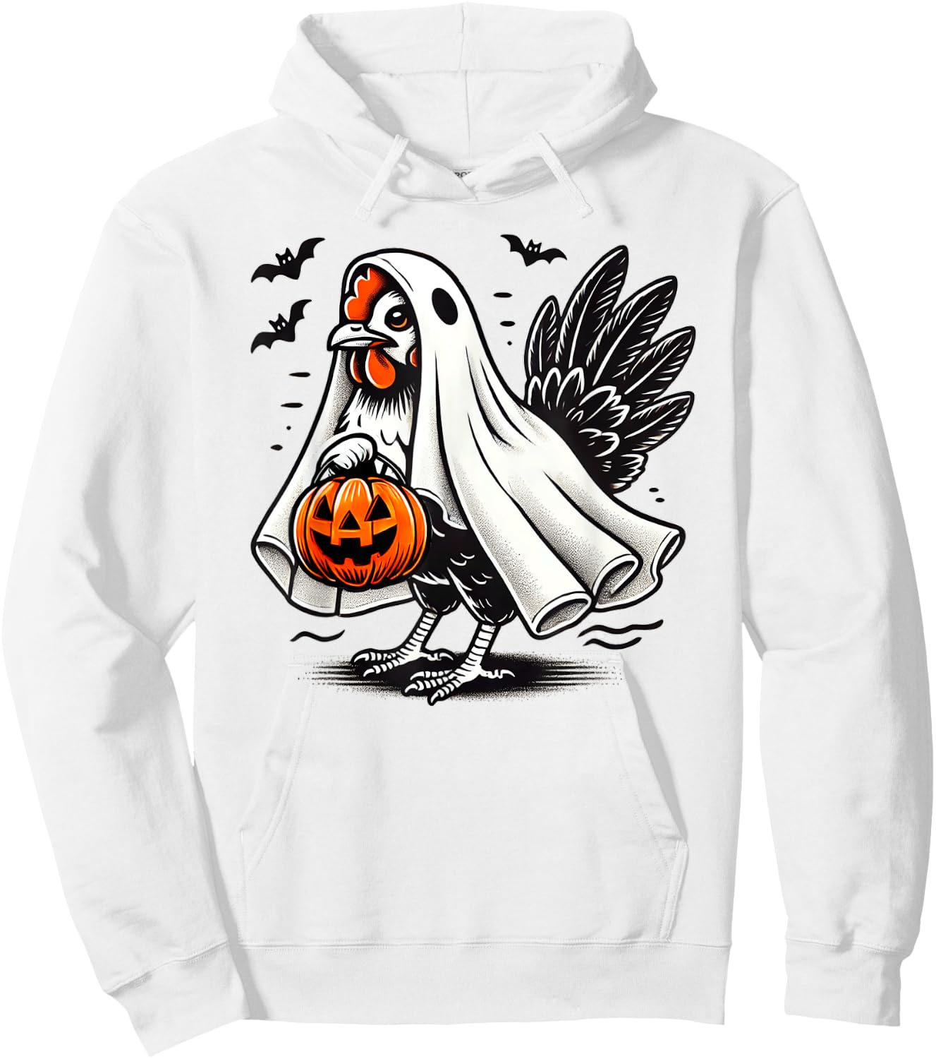 Shivering Chicken Halloween Ghost Rooster Trick Or Treat Hoodie - Hoodie | White