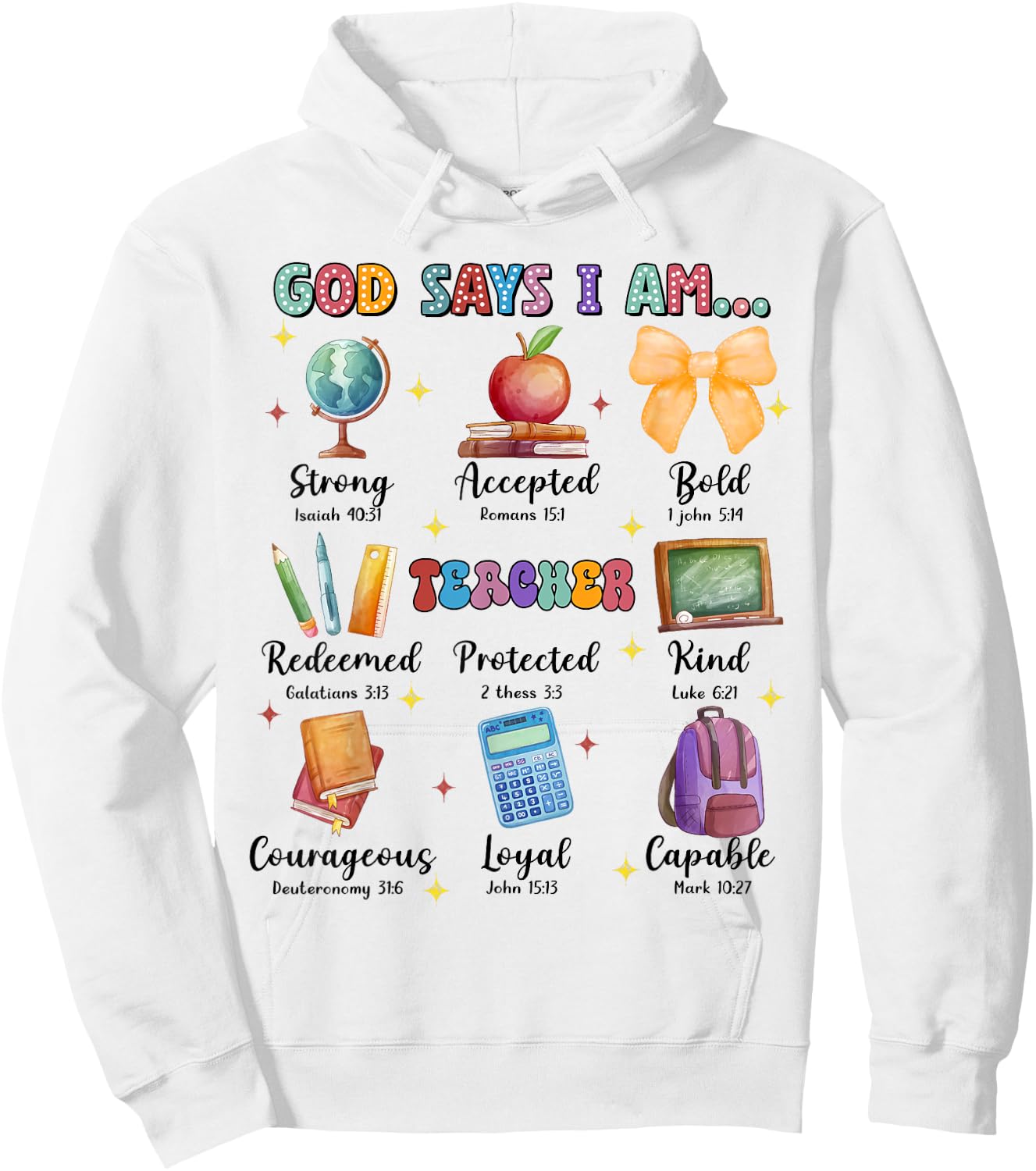 God Says I Am Teacher, Teacher Bible Verse, Back To School Hoodie - Hoodie | White