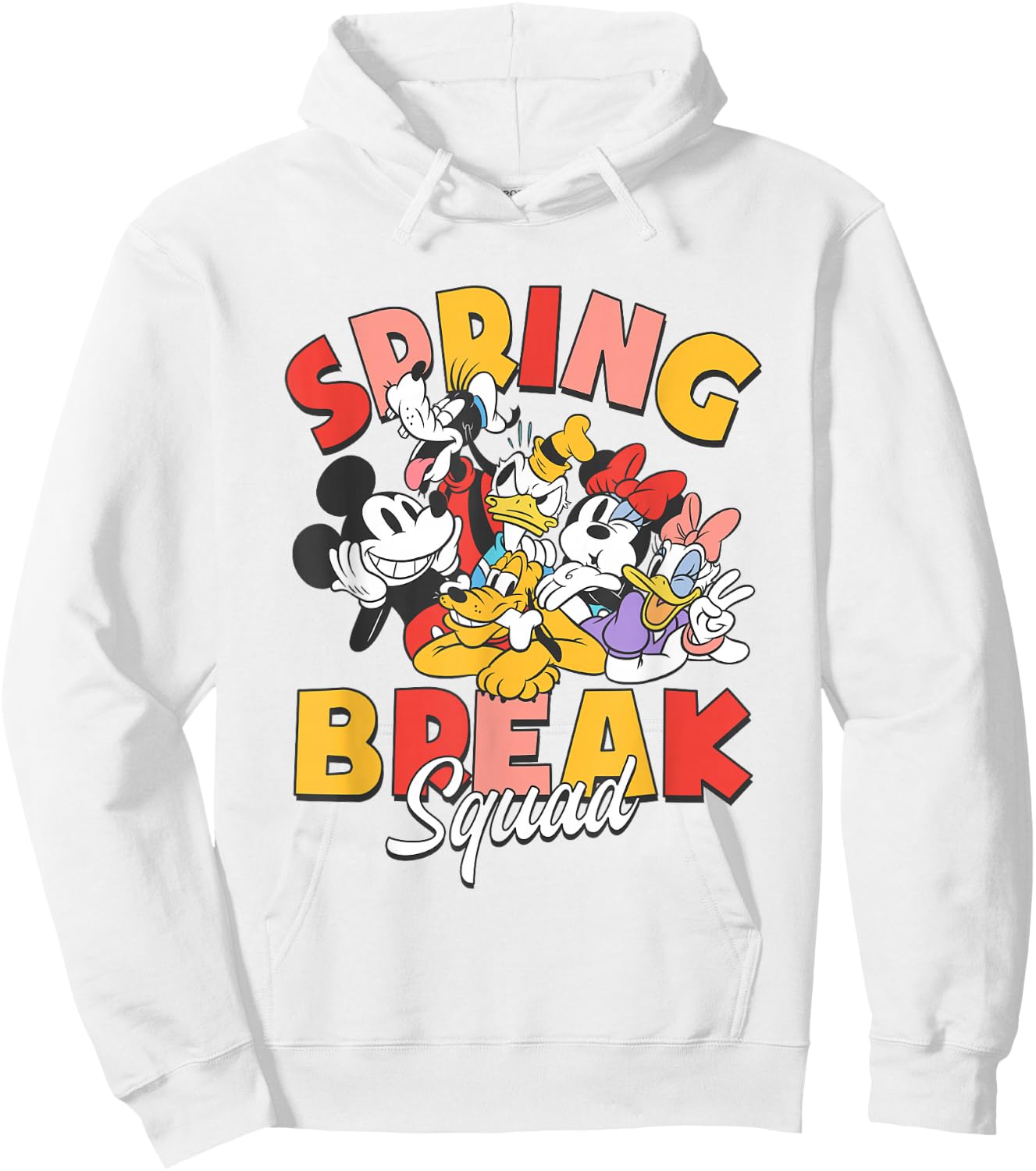 Disney Mickey And Friends Spring Break Squad Big Chest Logo Hoodie - Hoodie | White
