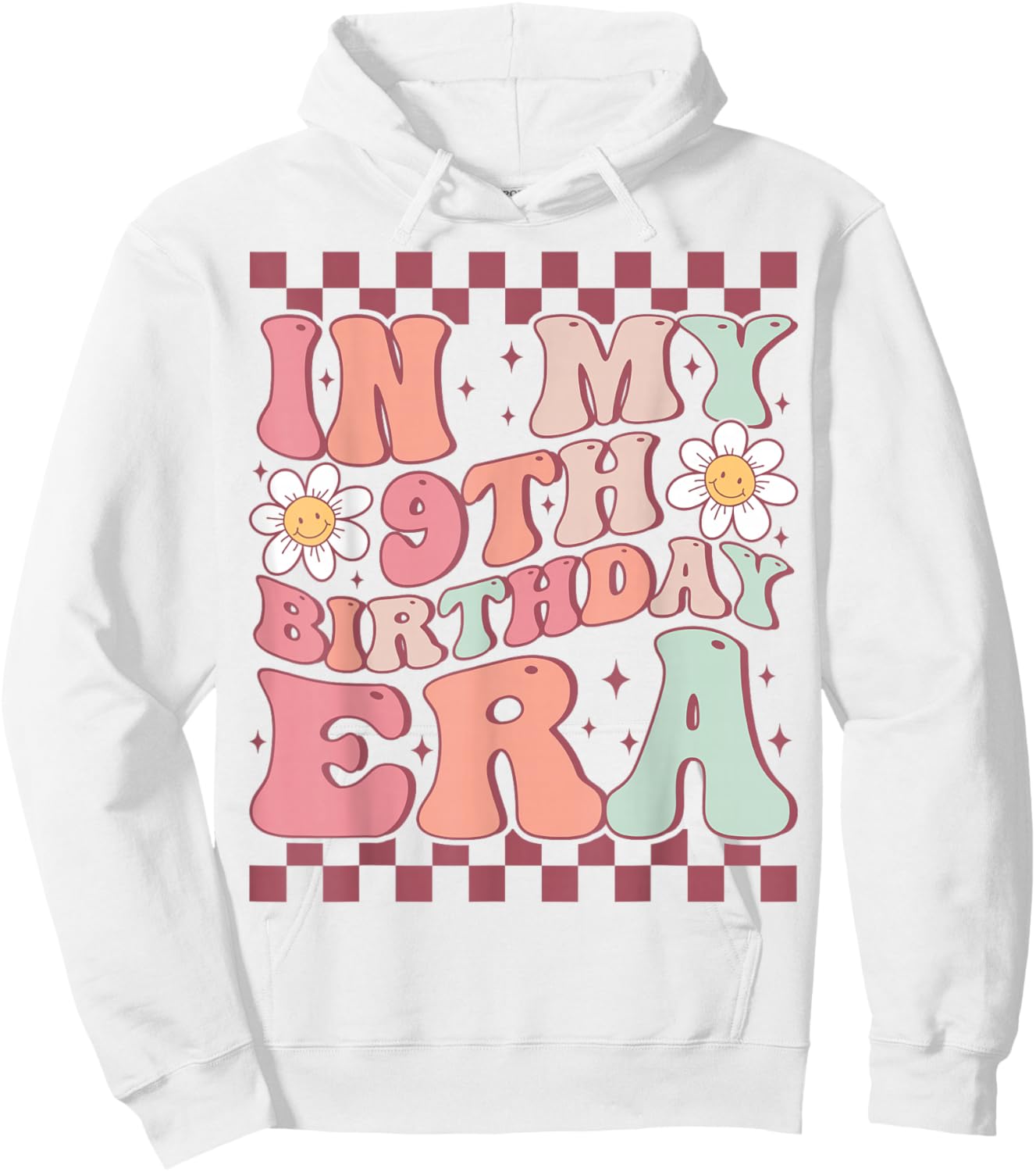 In My 9th Birthday Era Cute Daisy Groovy 9th Birthday Party Hoodie - Hoodie | White
