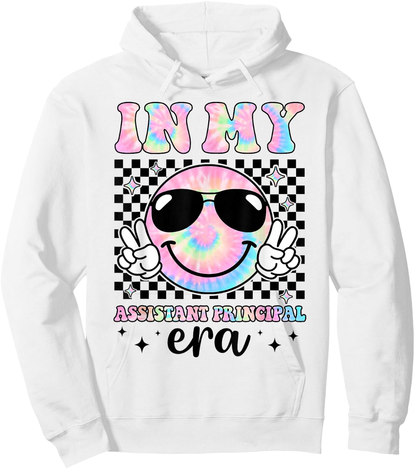 In My Assistant Principal Era Groovy Tie Dye Back To School Hoodie - Hoodie | White