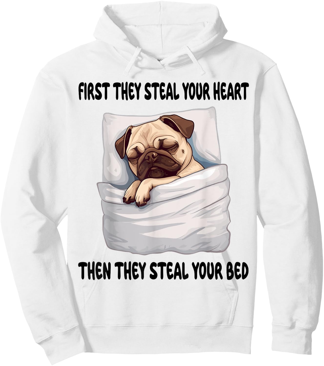 Pug Sleeping Pajamas Nightgown Hoodie - Hoodie | White