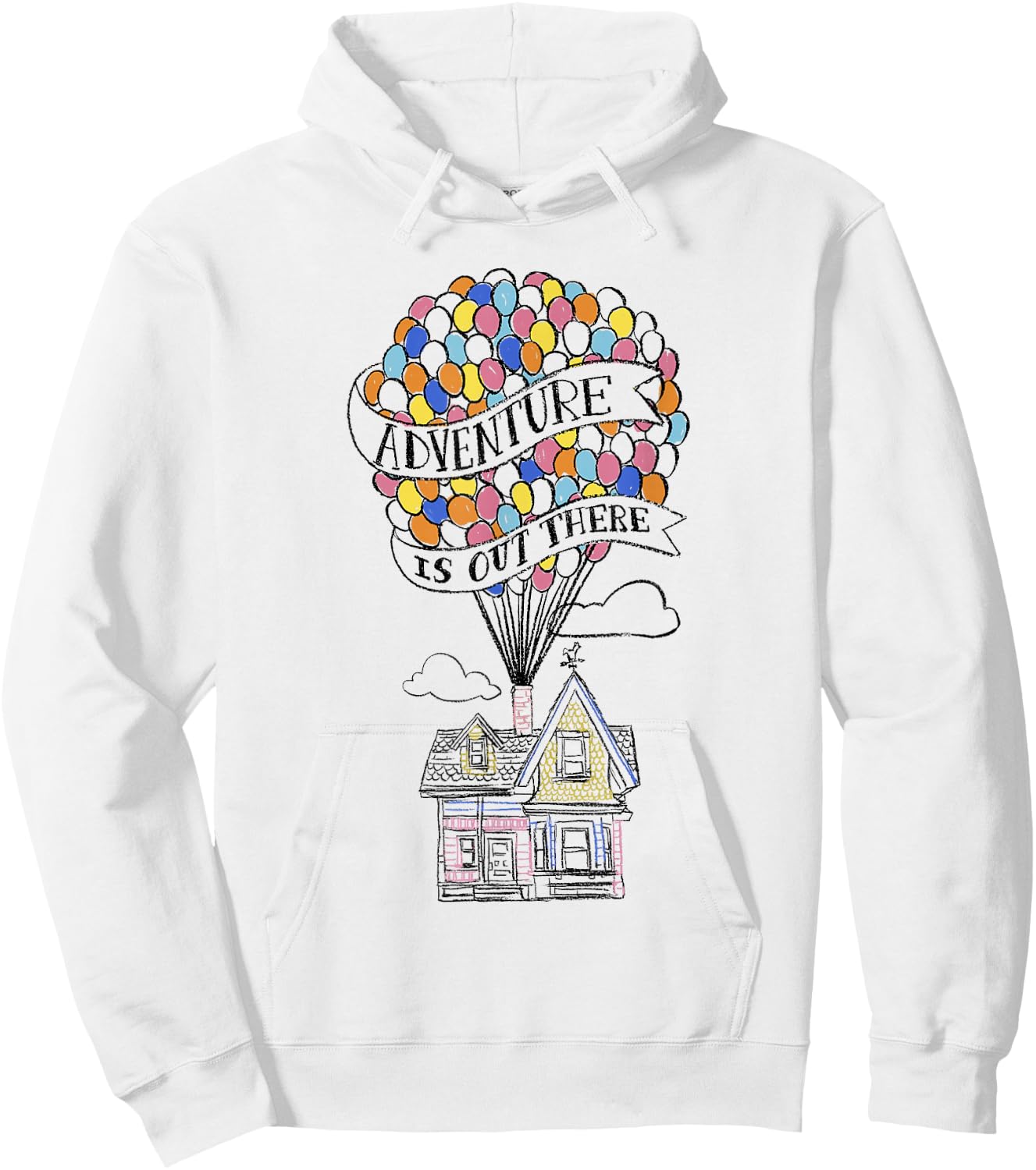 Disney Pixar Up Adventure Is Out There Flying House Outline Hoodie - Hoodie | White