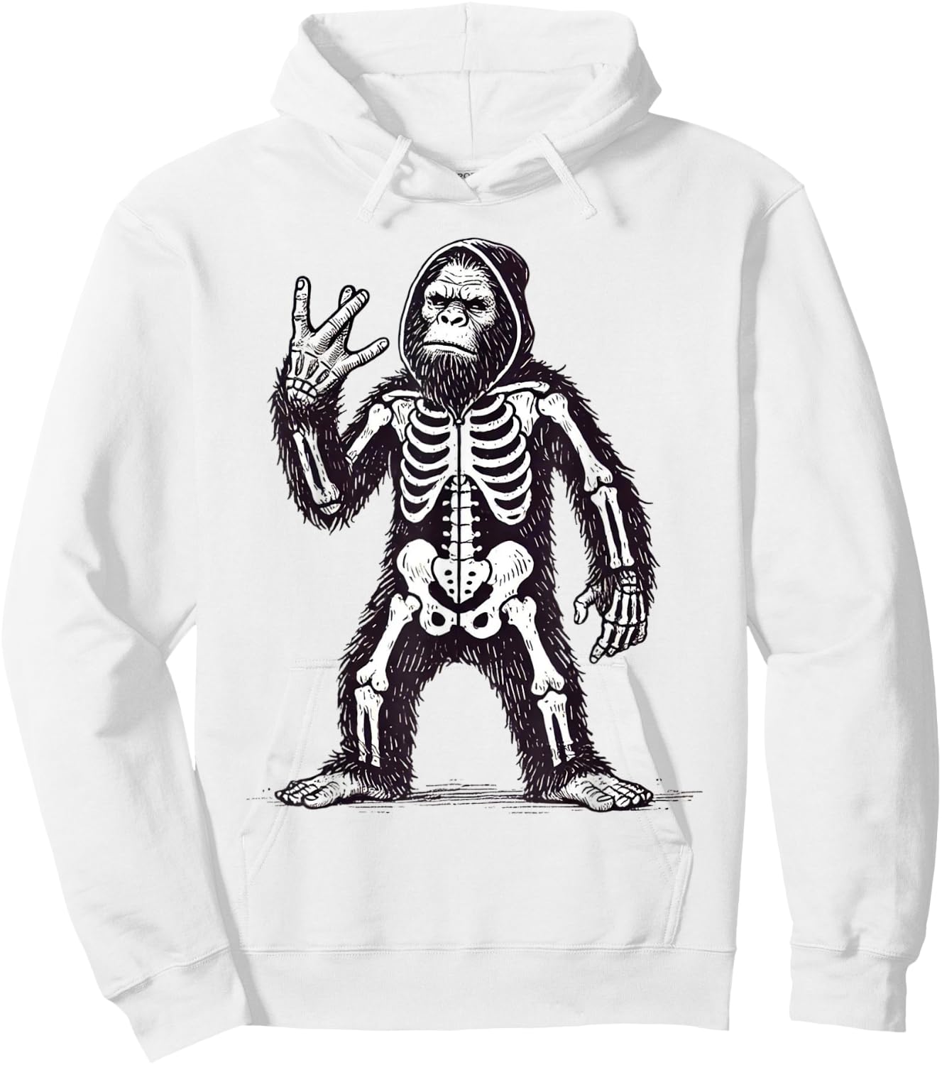 Cool Halloween Pumpkin Bigfoot Skeleton Westside Hoodie - Hoodie | White