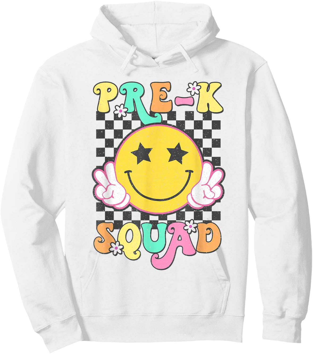 Pre-K Squad Smile Retro Back To School Hoodie - Hoodie | White