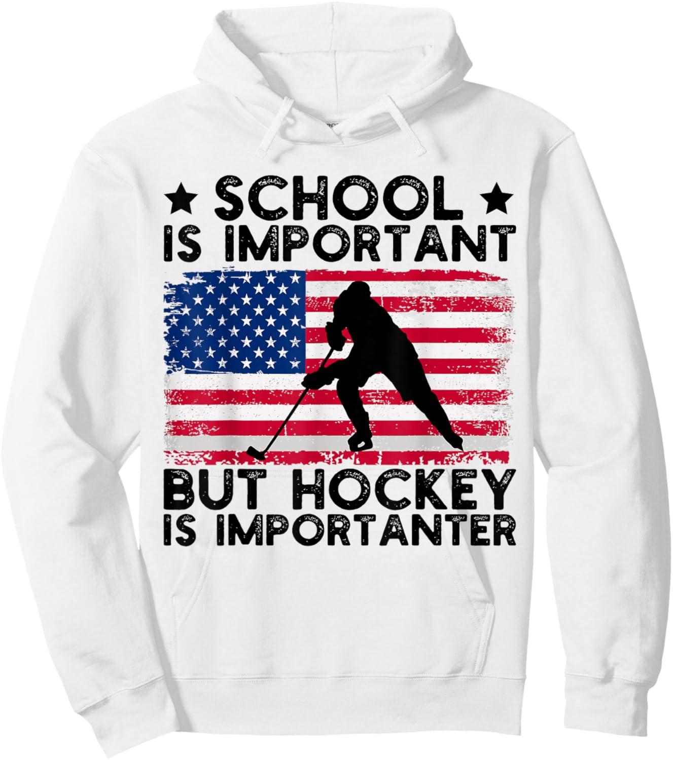 Funny Hockey School Is Important But Hockey is Importanter Hoodie - Hoodie | White