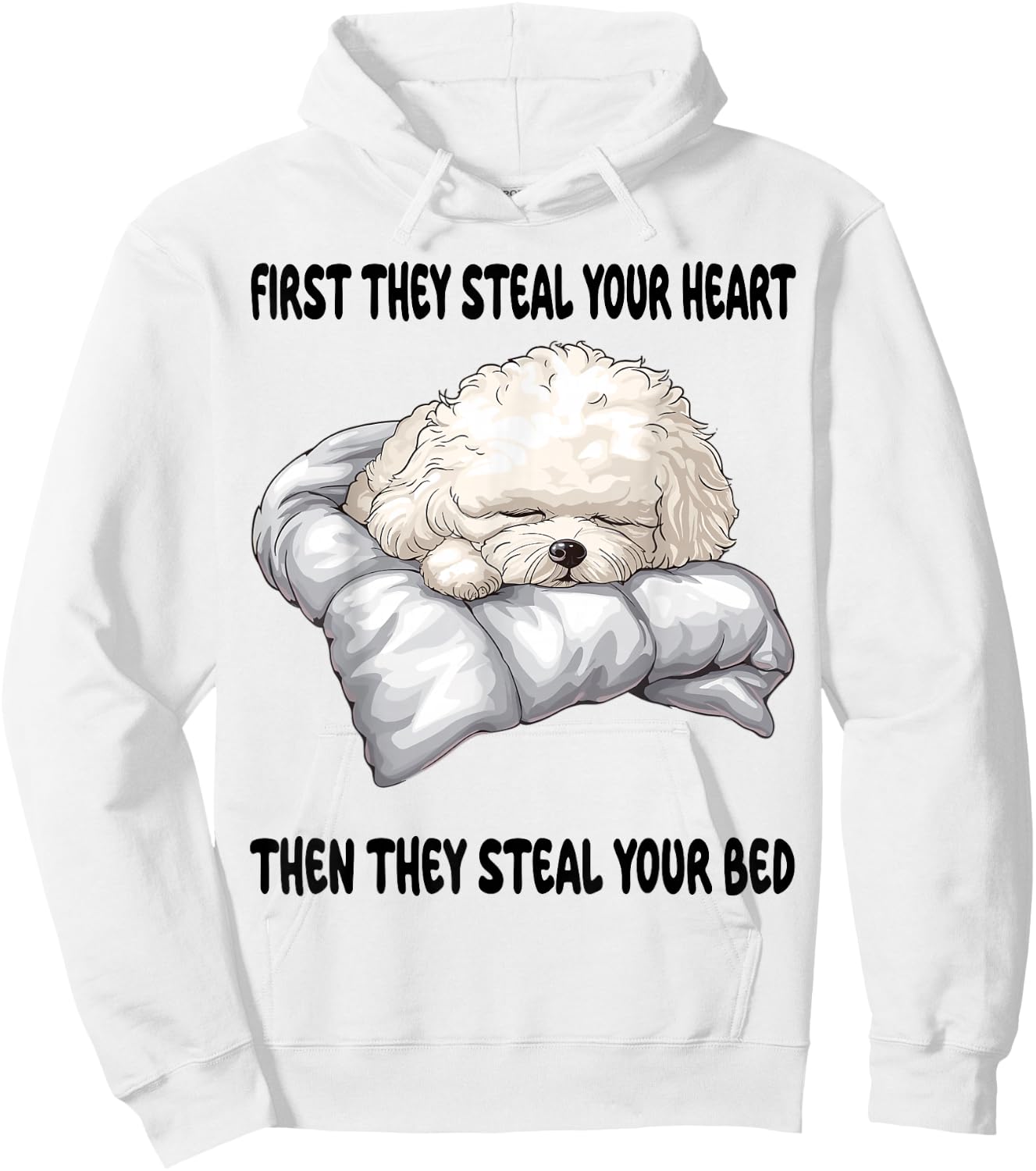 Bichon Frise Sleeping Pajamas Nightgown Hoodie - Hoodie | White