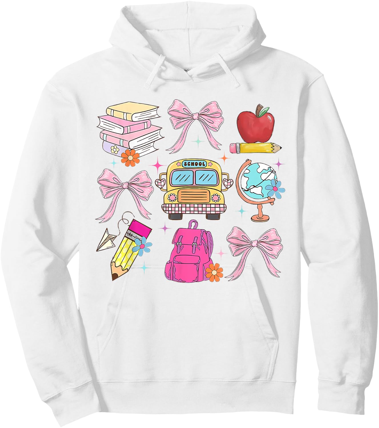 Back to School Coquette Teacher Women Girl Kindergarten PreK Hoodie - Hoodie | White