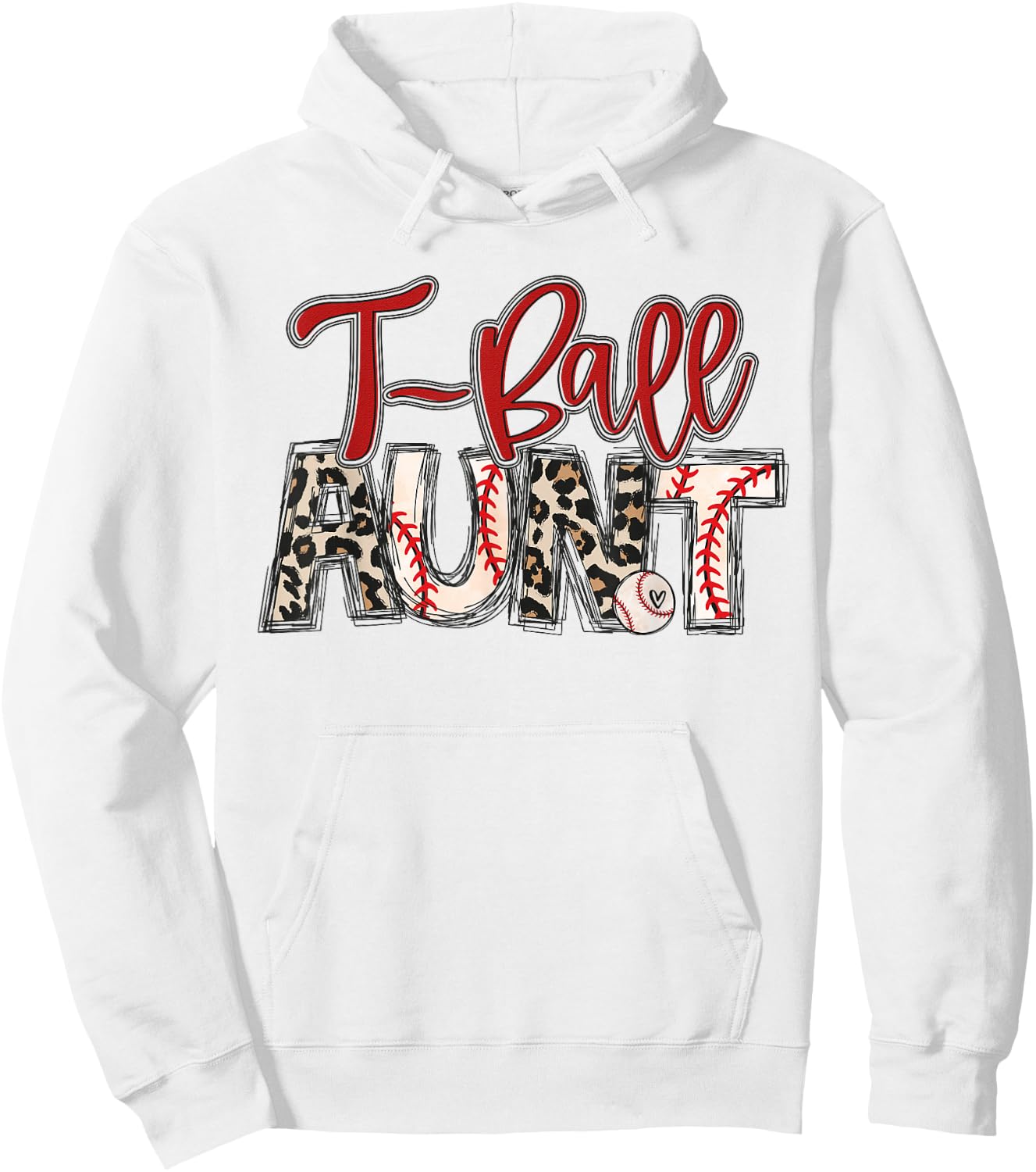 T-Ball Aunt Leopard Red T-Ball Auntie Family T-Ball Player Hoodie - Hoodie | White