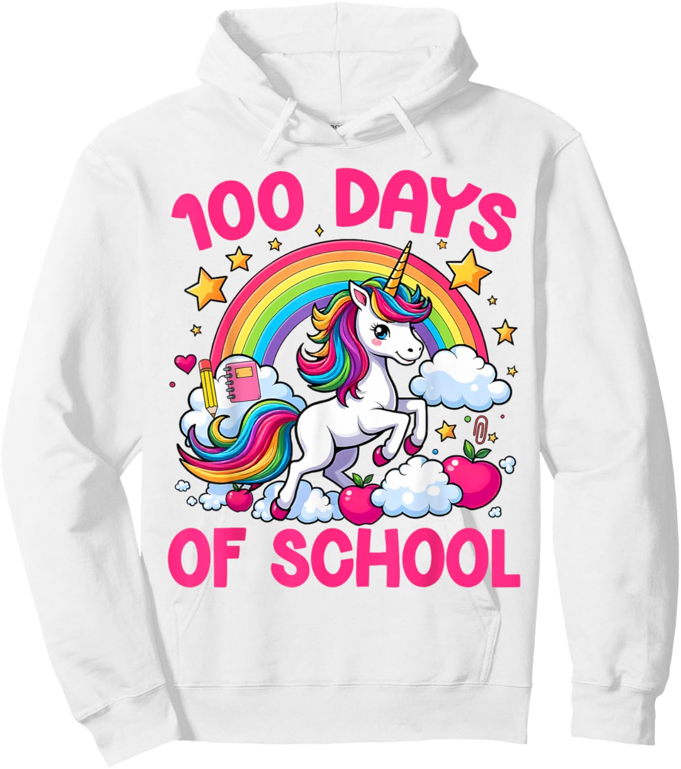 100 Days Of School Unicorn Teacher Girls Happy 100 Days Hoodie - Hoodie | White