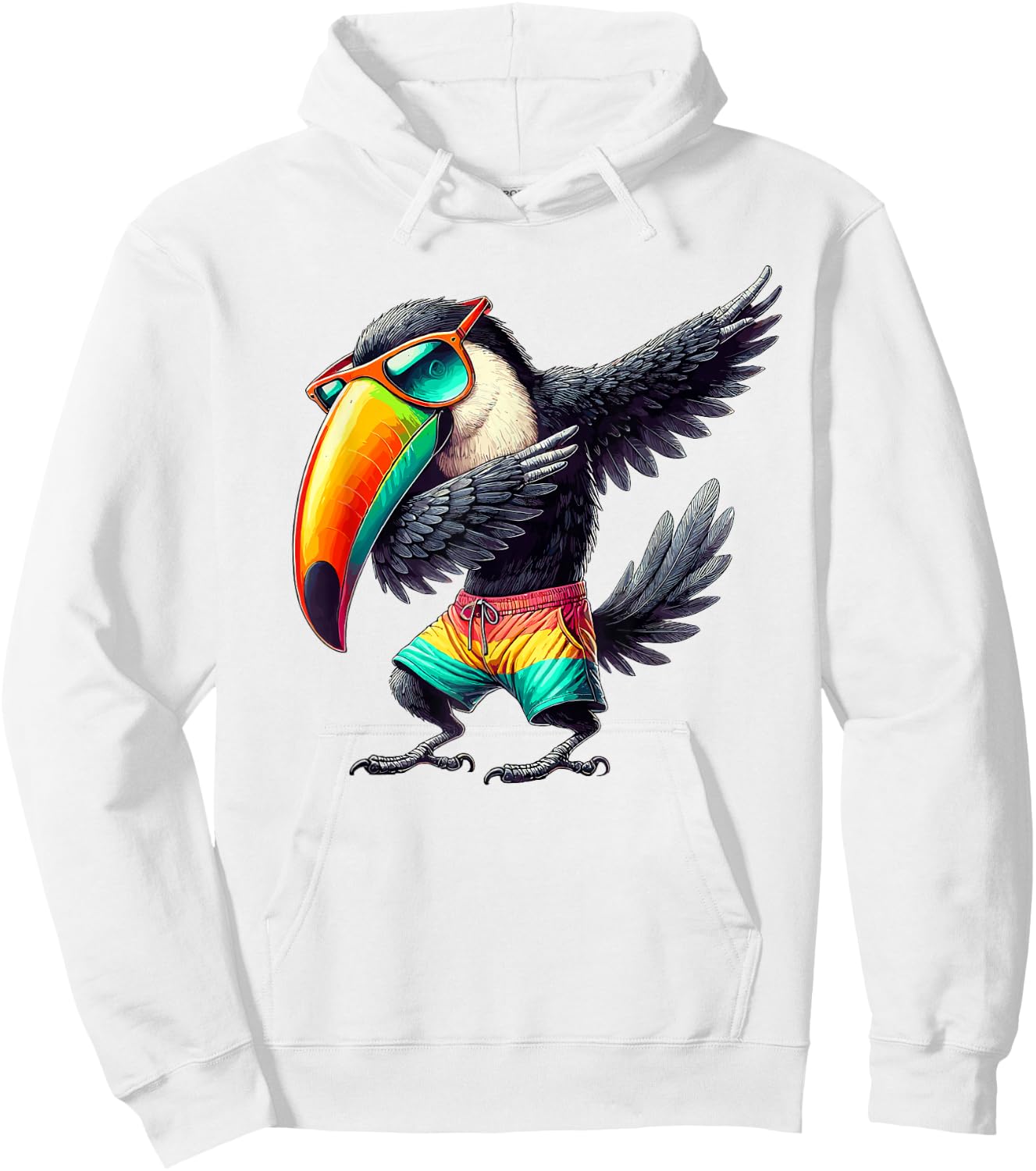 Toucan Dabbing, Swimming Pool, Beach Vacation, Tropical Bird Hoodie - Hoodie | White