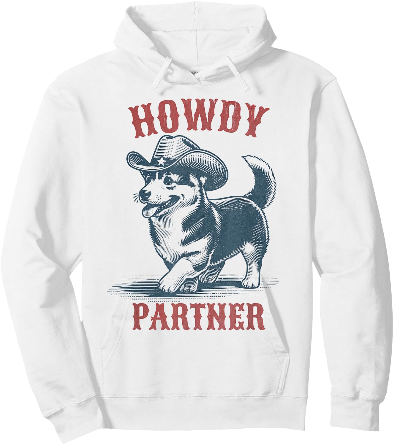 Howdy Partner - Ready for Rodeo - Cowboy Corgi Dog Hoodie - Hoodie | White