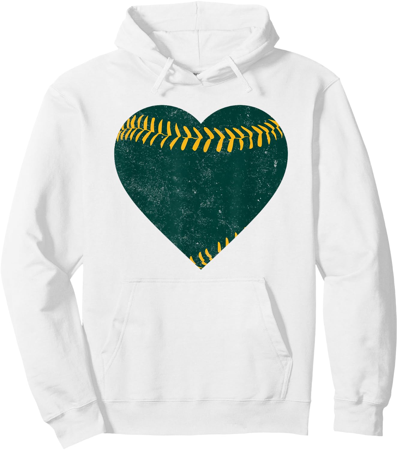 Vintage Green and Gold Baseball Heart Hoodie - Hoodie | White