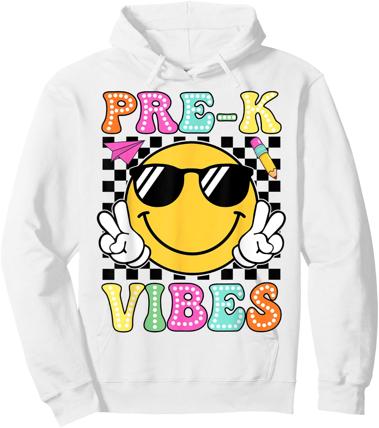 Pre-K Vibes Groovy Back to School Pre-K Teacher Men Women Girls Kids Hoodie - Hoodie | White
