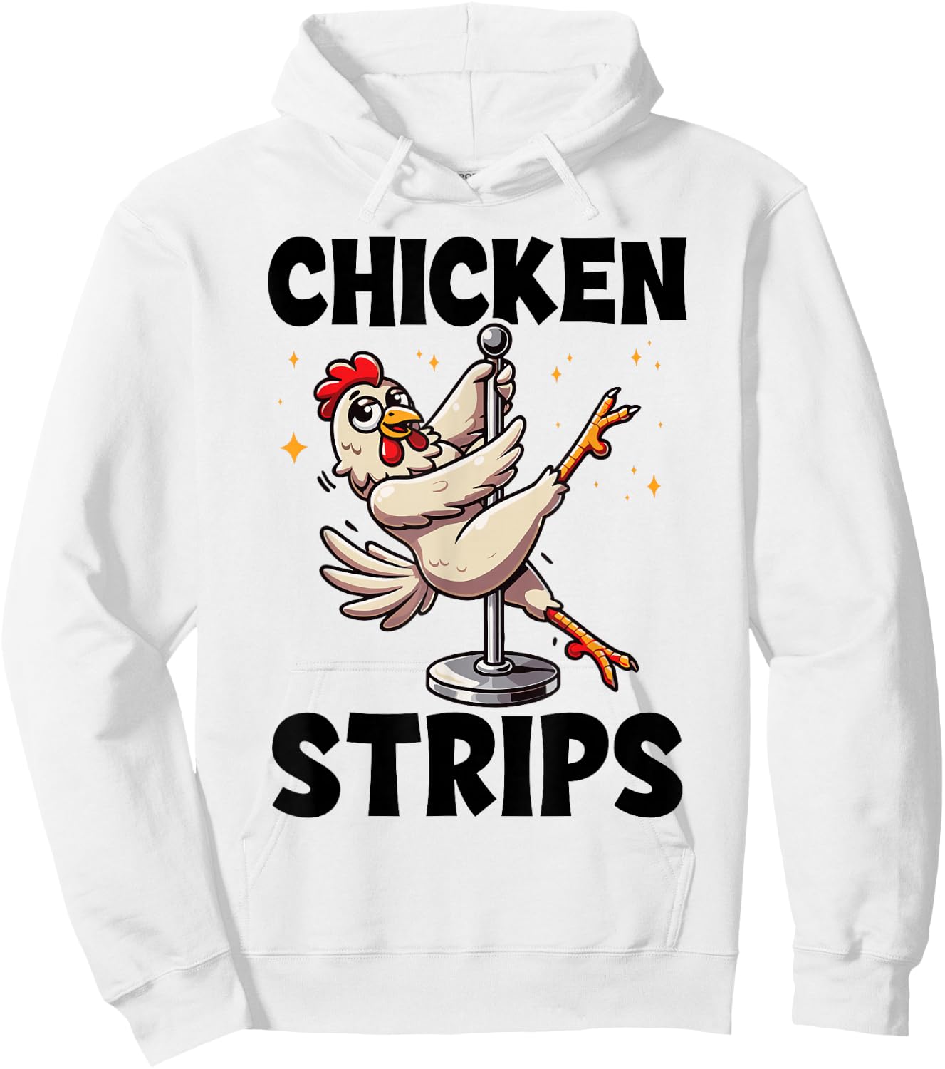 Funny Chicken Strips Pole Dance Cartoon Pun Humor Hoodie - Hoodie | White