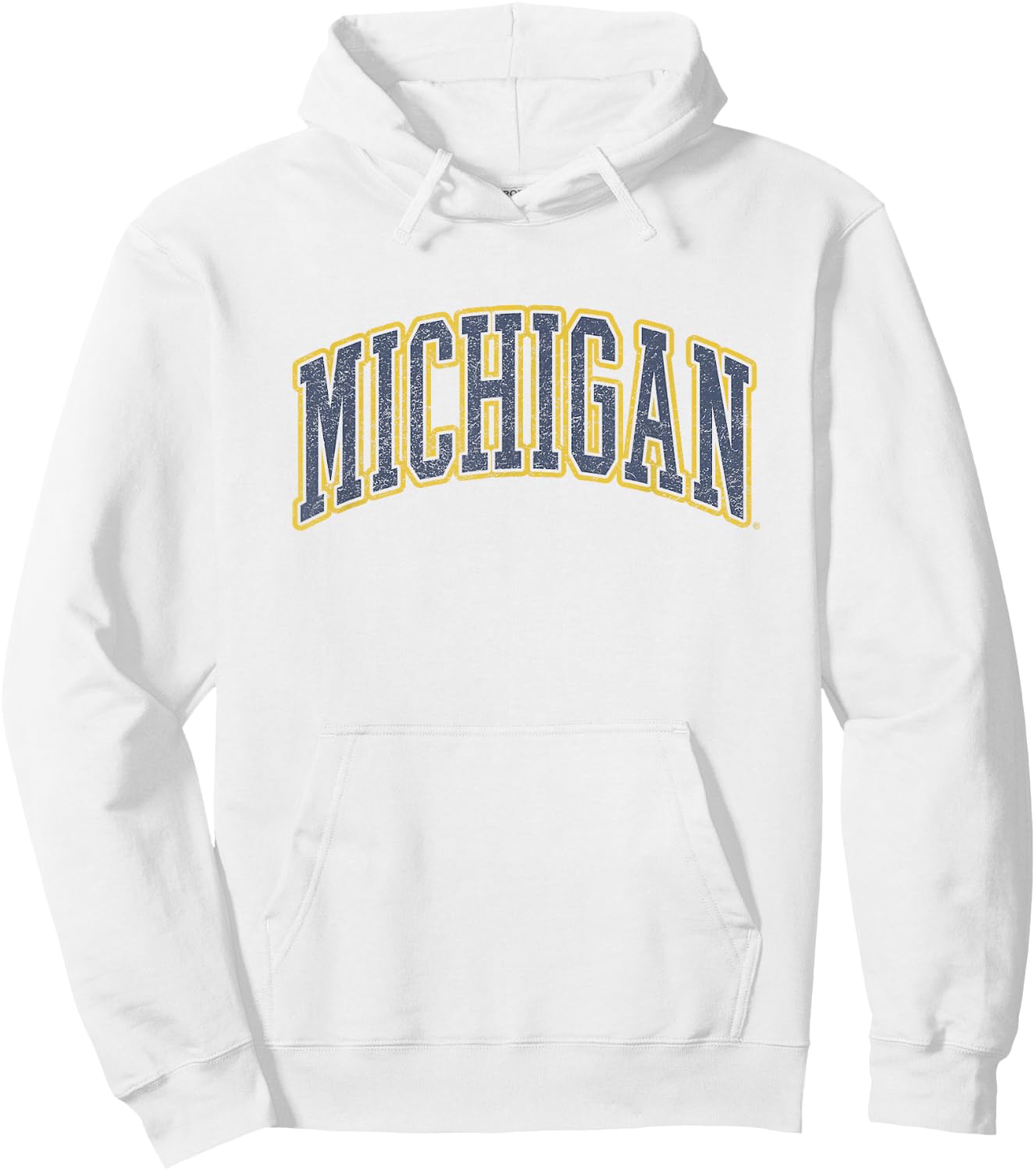 University of Michigan Wolverines U of M Distressed School Hoodie - Hoodie | White