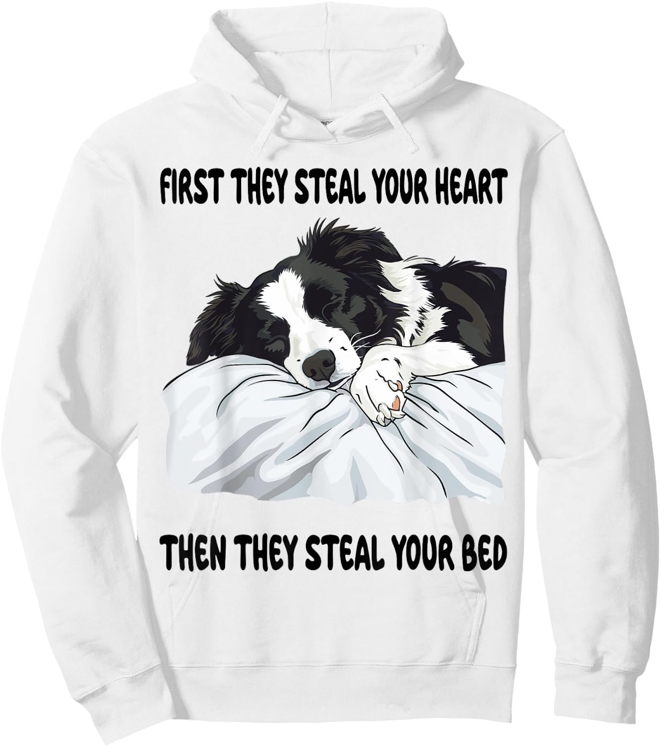 Border Collie Sleeping Pajamas Nightgown Hoodie - Hoodie | White