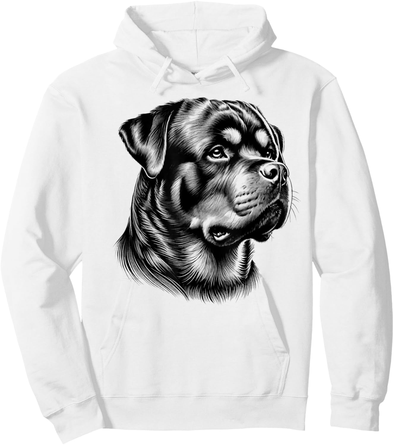 Proud Rottweiler Head in Realistic Drawing Style Hoodie - Hoodie | White
