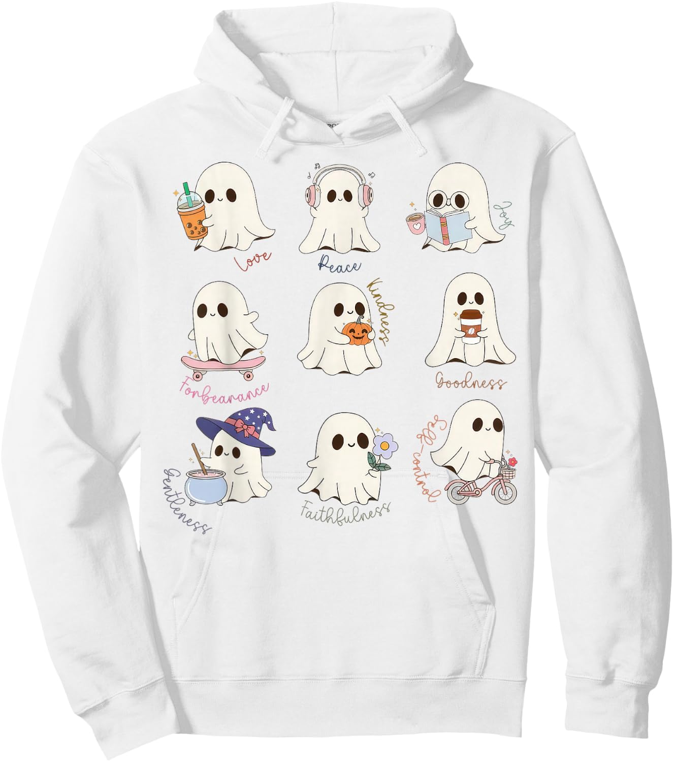 Christian Halloween Fruit Of The Spirit Ghost Faith Bible Hoodie - Hoodie | White