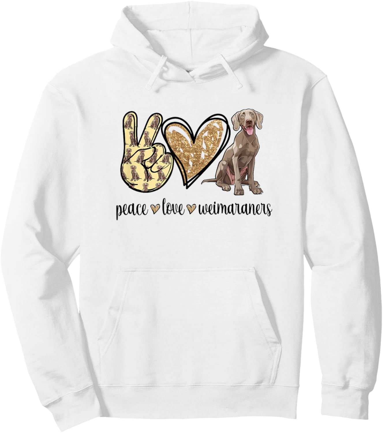 Girls Owners Cute Peace Love Weimaraner Lover Hoodie - Hoodie | White