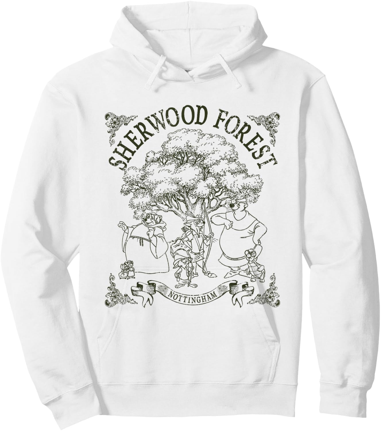Disney Robin Hood Sherwood Forest Vintage Group Shot Logo Hoodie - Hoodie | White