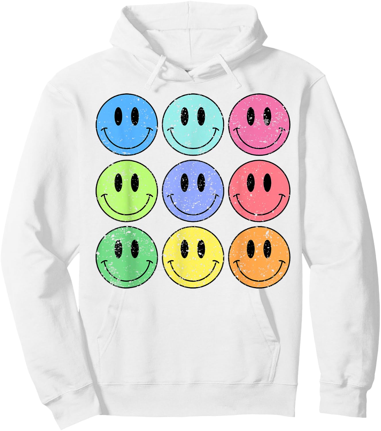 Retro Groovy Checkered Pattern Smile Face Trendy Kids Hoodie - Hoodie | White