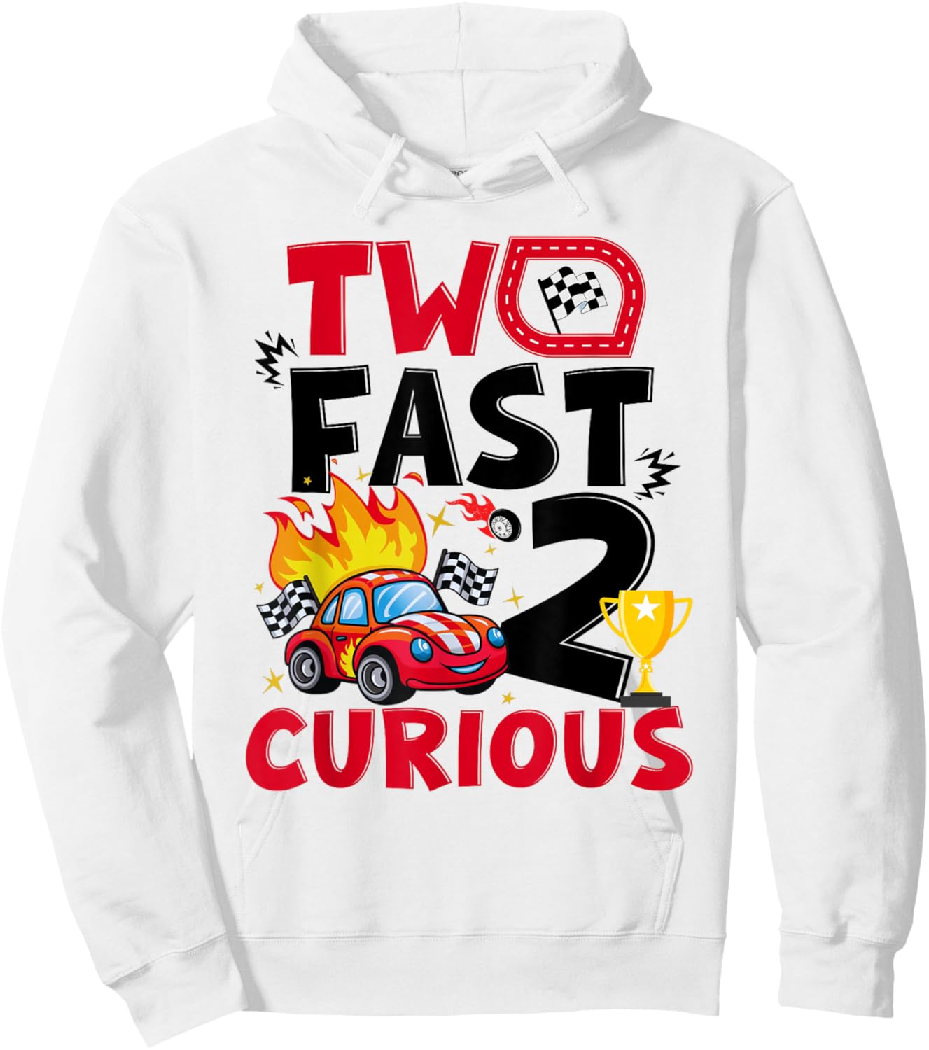 Two Fast 2 Curious Race Car 2nd Birthday Boys Family kids Hoodie - Hoodie | White