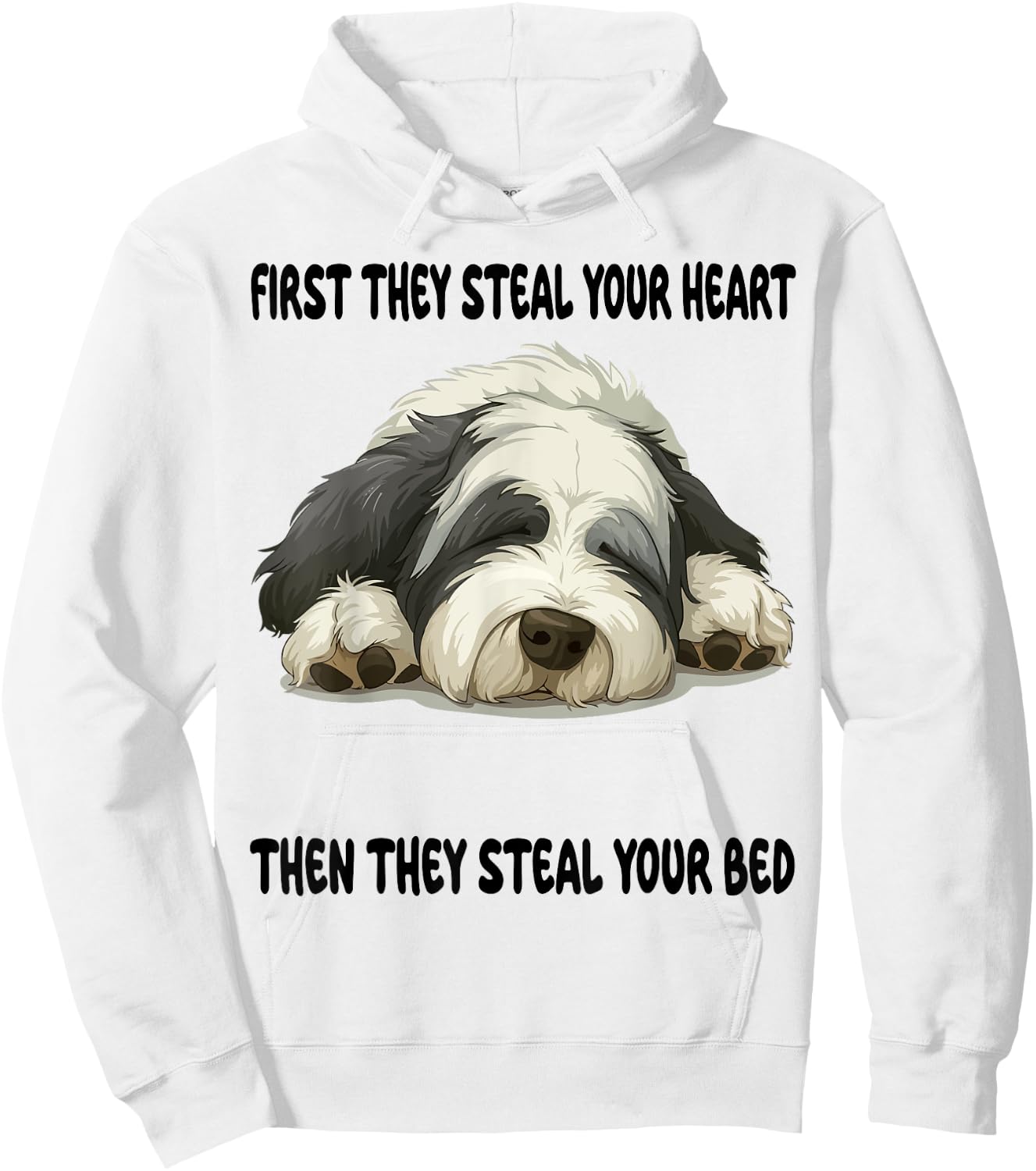Old English Sheepdog Sleeping Pajamas Nightgown Women Kids Hoodie - Hoodie | White