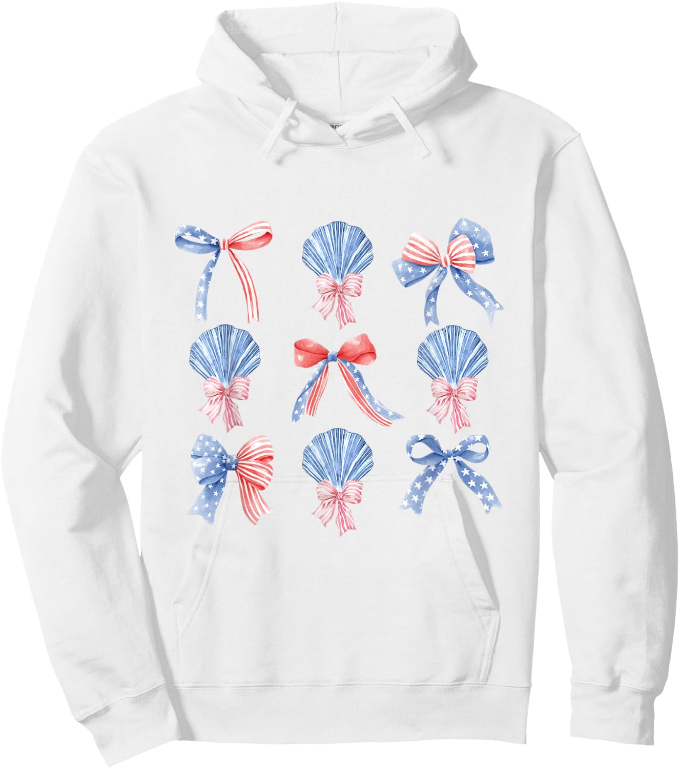 Pink Bows Cute Coquette shells y2k Girl Aesthetic USA bow Hoodie - Hoodie | White