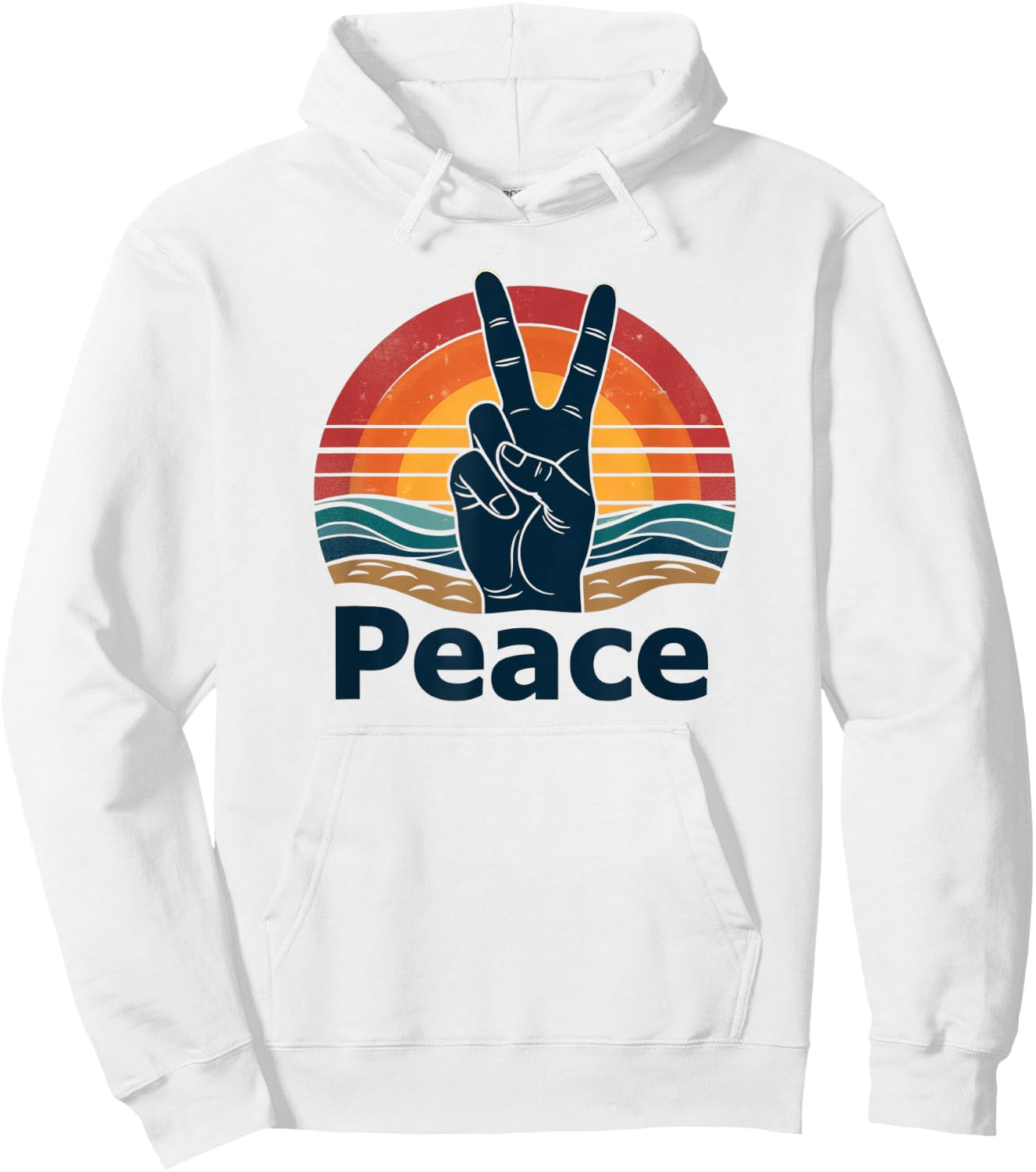 Retro Peace Sign Vintage 70s Hippie Sunrise Bohemian Peace Hoodie - Hoodie | White