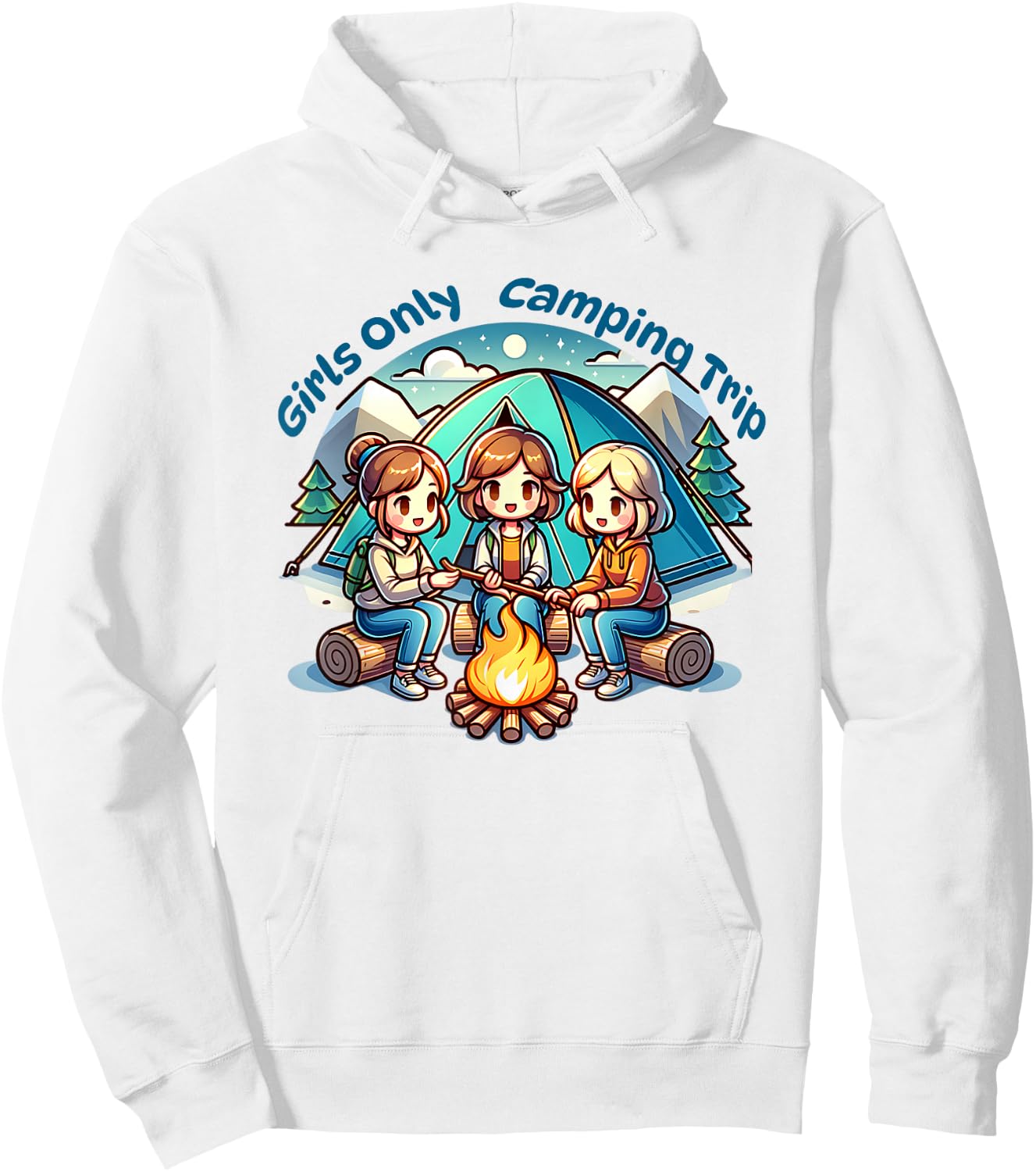 Girls Only Camping Trip Besties Camp Hoodie - Hoodie | White