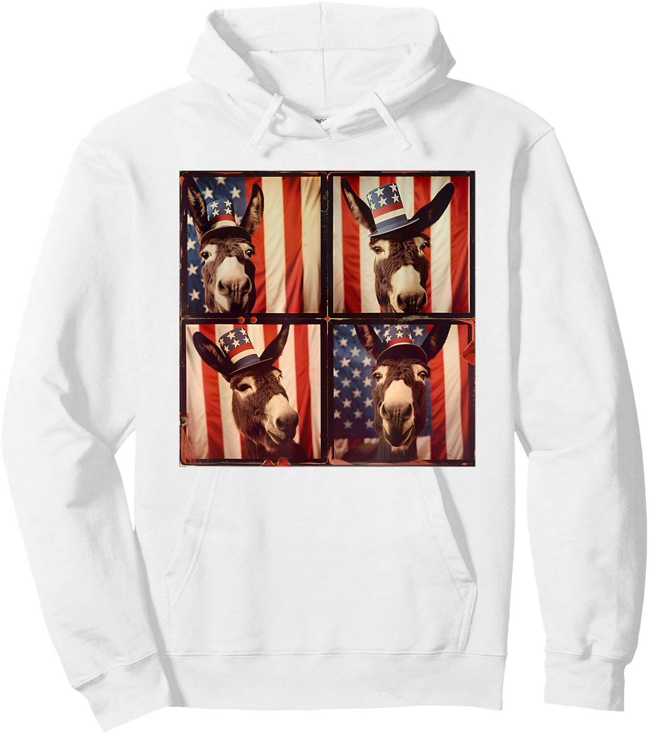 Donkey Farmer American Flag Patriotic 4th Of July Donkey Women Kids Men Hoodie - Hoodie | White
