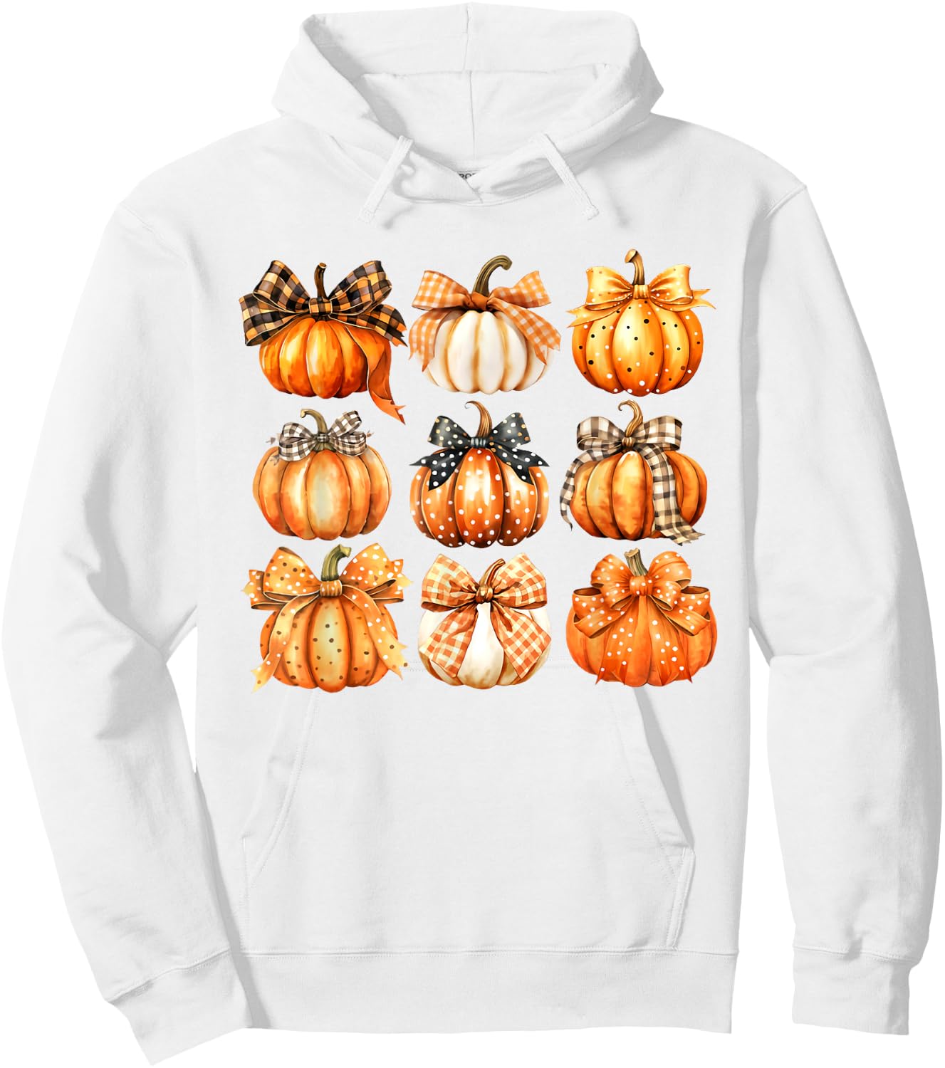 Retro Pumpkin Coquette Bow Fall Autumn Halloween Girl Women Hoodie - Hoodie | White