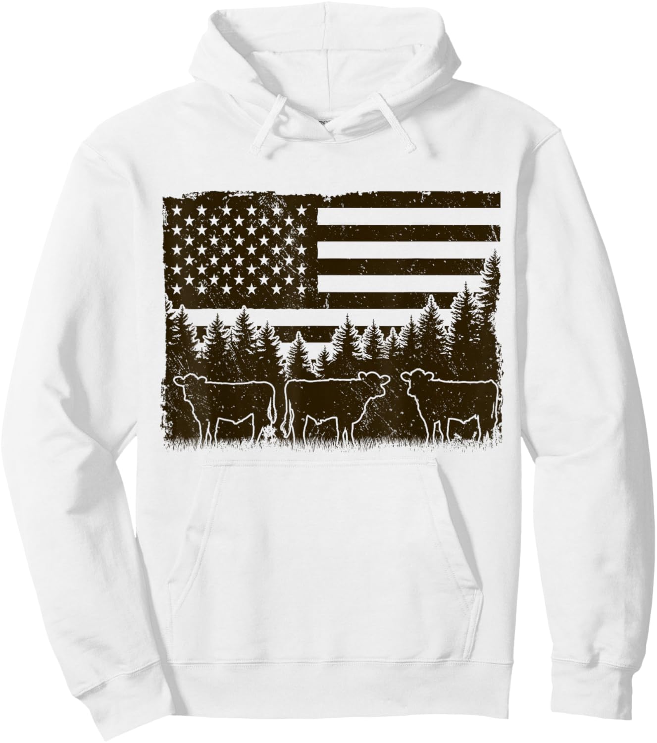 Black Angus Cow 4th of July USA Patriotic Cattle Farmer Hoodie - Hoodie | White