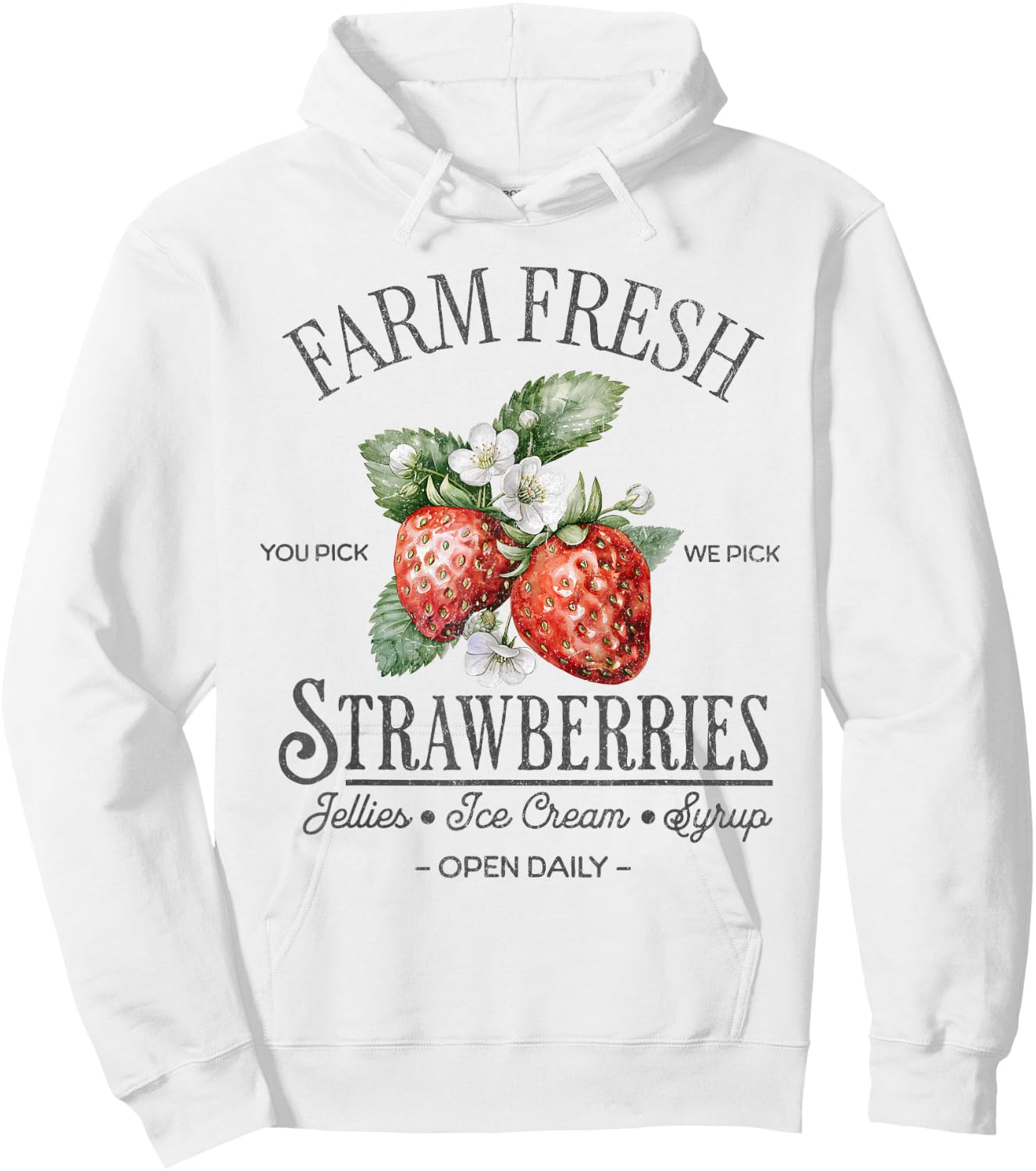Farm Fresh Strawberries Vintage Strawberry Farmers Farm Hoodie - Hoodie | White