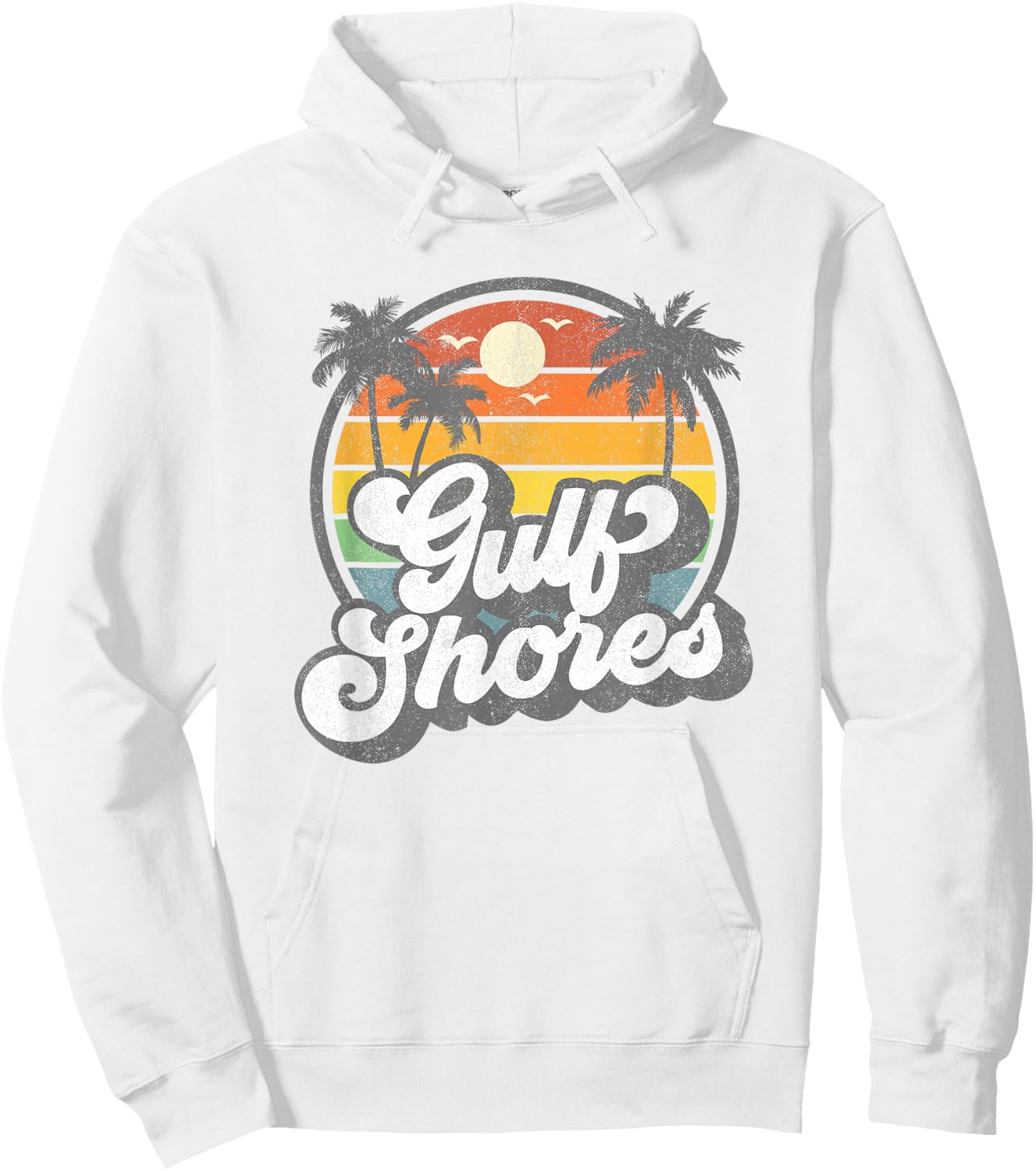 Gulf Shores Alabama Vacation Palm Tree Retro Beach 70s Gift Hoodie - Hoodie | White
