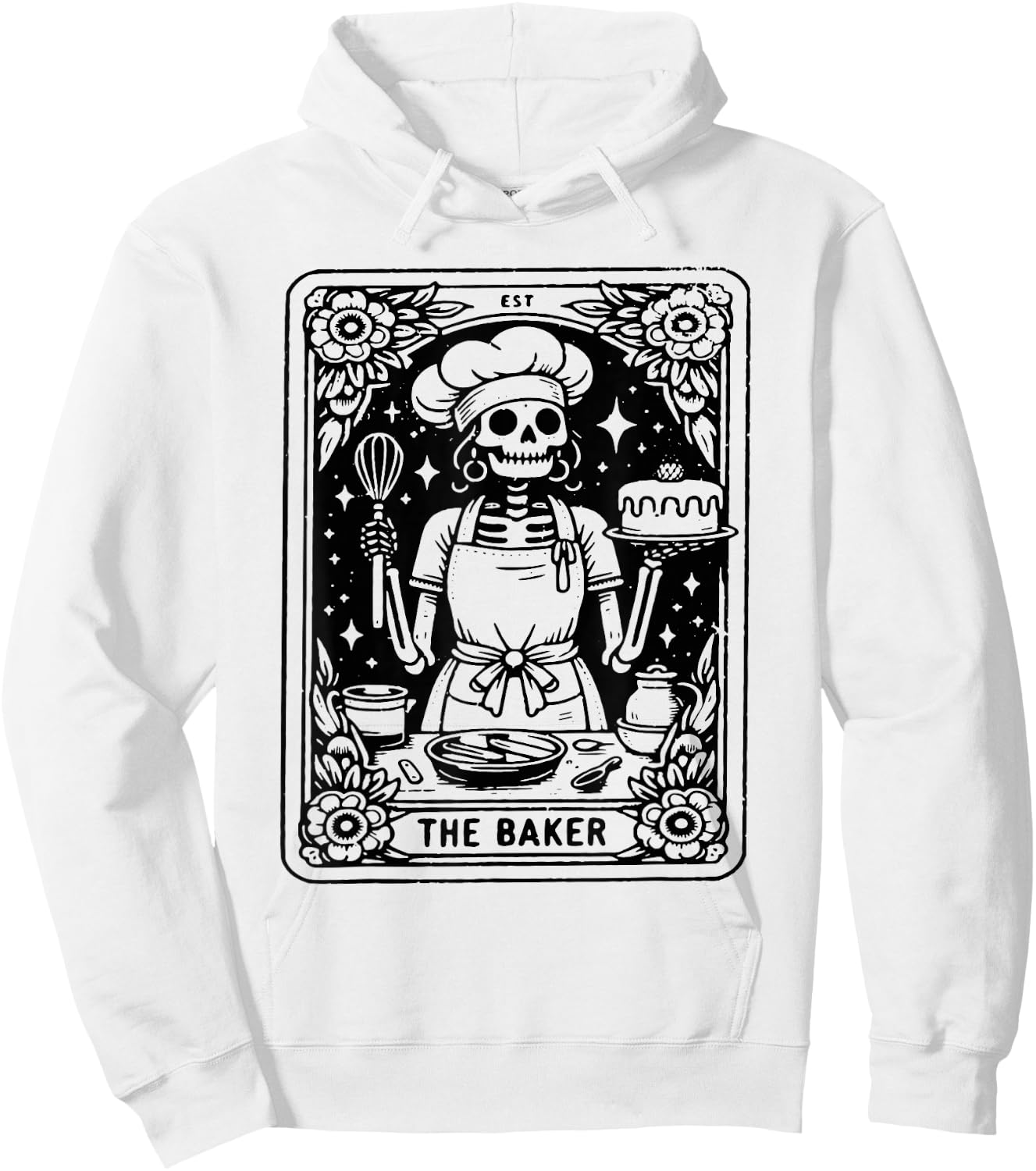 The Baker Tarot Card Skeleton Baking Skull Cook Witchy Chef Hoodie - Hoodie | White