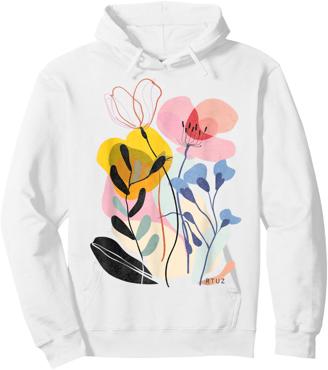 Boho Style Floral Pastel Design Flowers Hipster Streetwear Hoodie - Hoodie | White