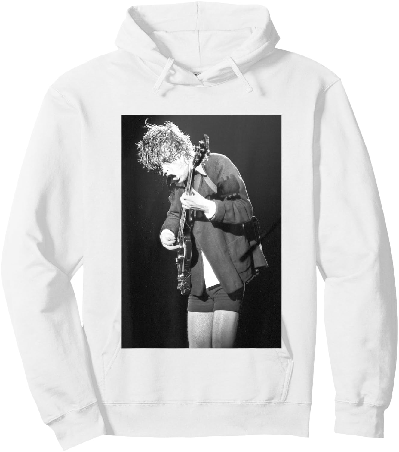 Angus Young Of ACDC Live By Simon Fowler Hoodie - Hoodie | White