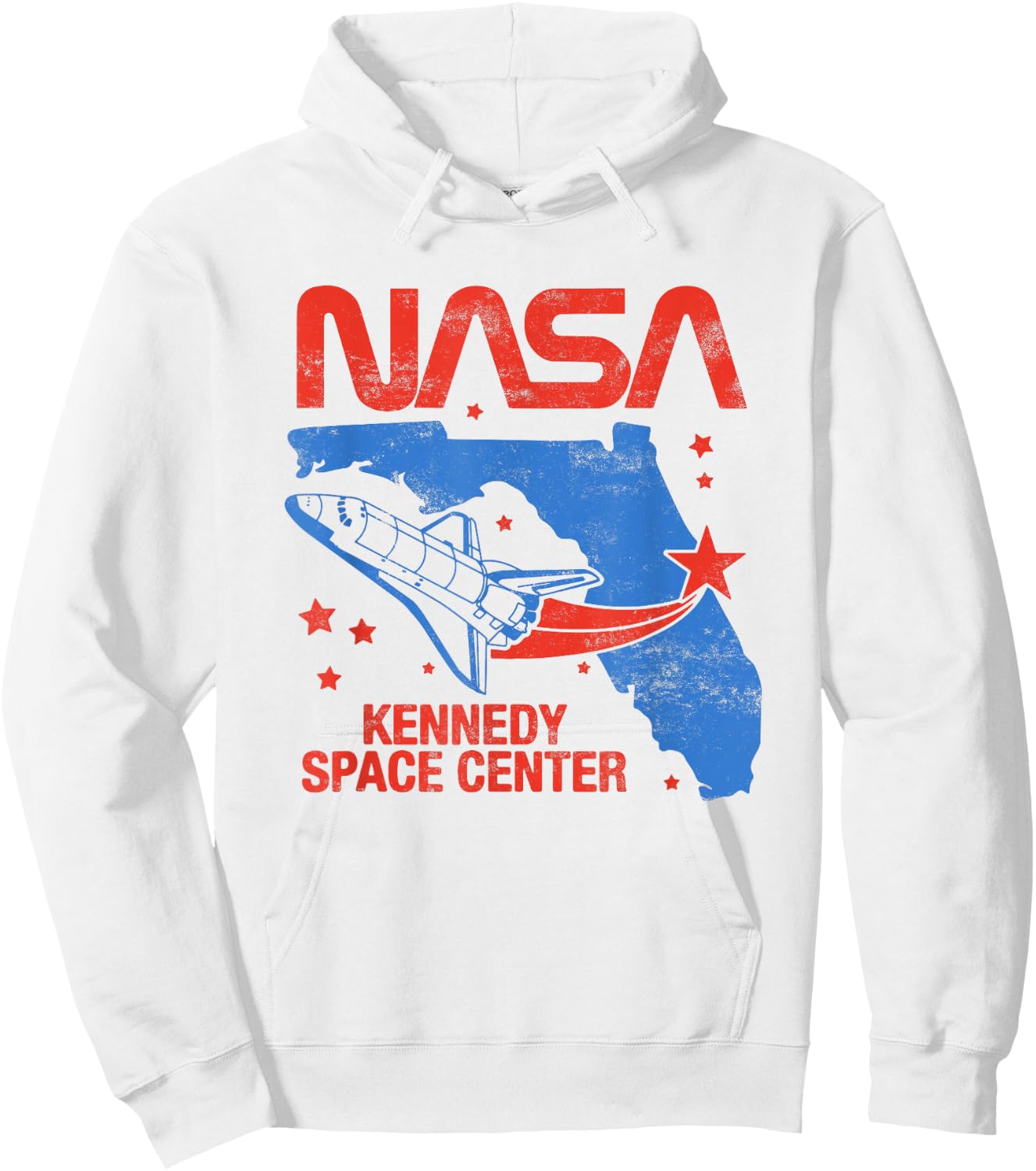 NASA Iconic Kennedy Space Center Vintage Big Chest Poster Hoodie - Hoodie | White