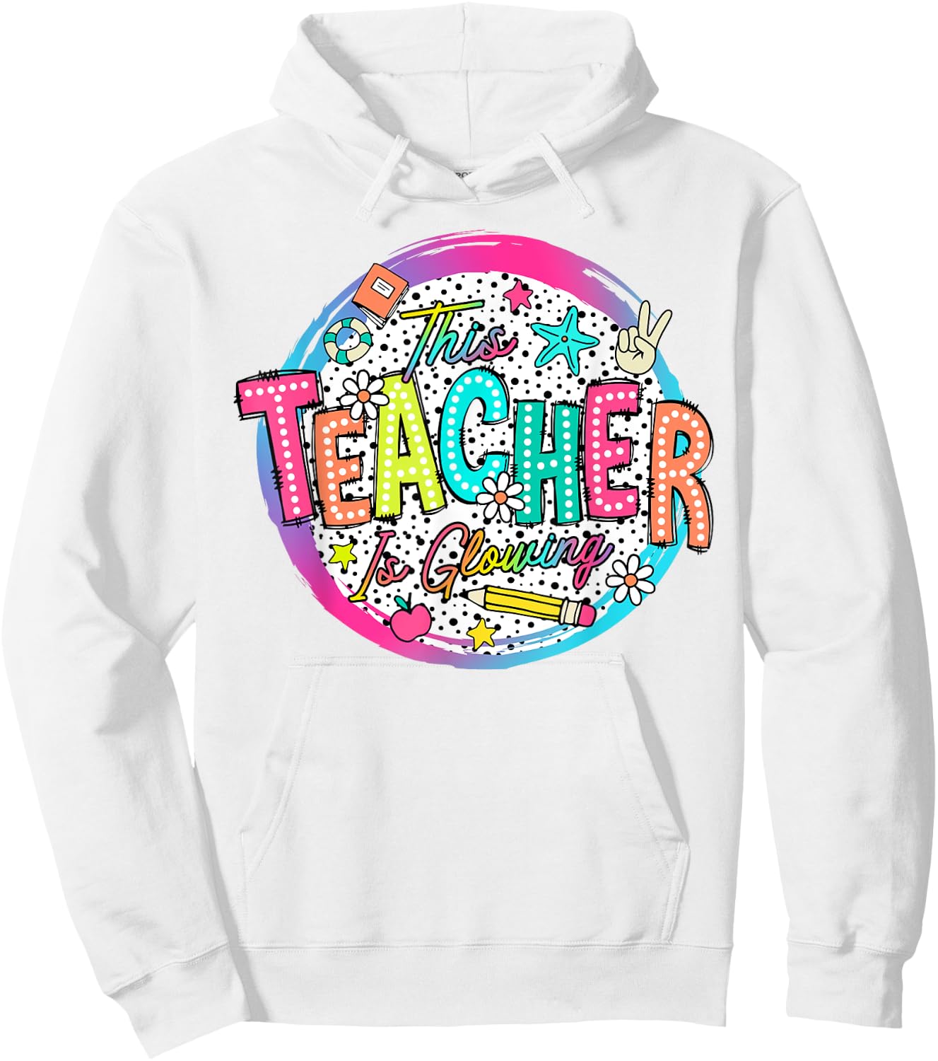 This Teacher Is Glowing Hello Summer Funny End Of School Women Hoodie - Hoodie | White