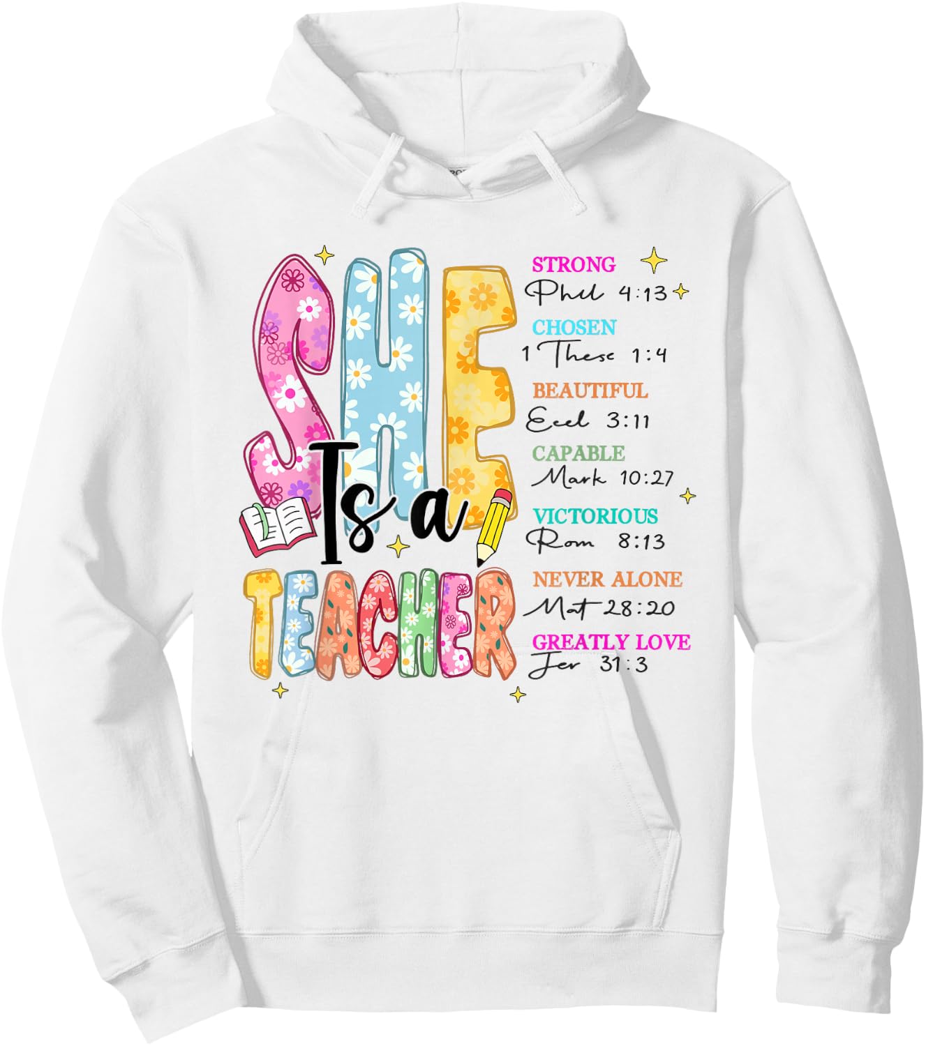 Women Bible Verse Christian Teacher God Says Back To School Hoodie - Hoodie | White