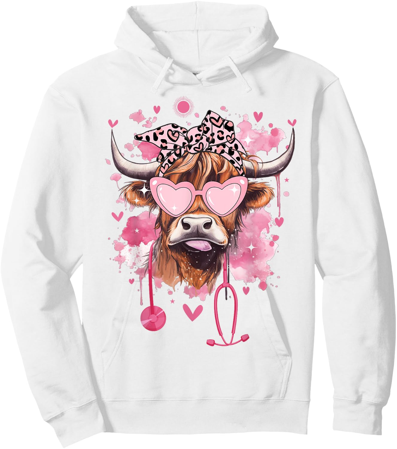 Cute Highland Cow Nurse Cow Lover Summer Break Nursing Funny Men Women Girls Kids Hoodie - Hoodie | White